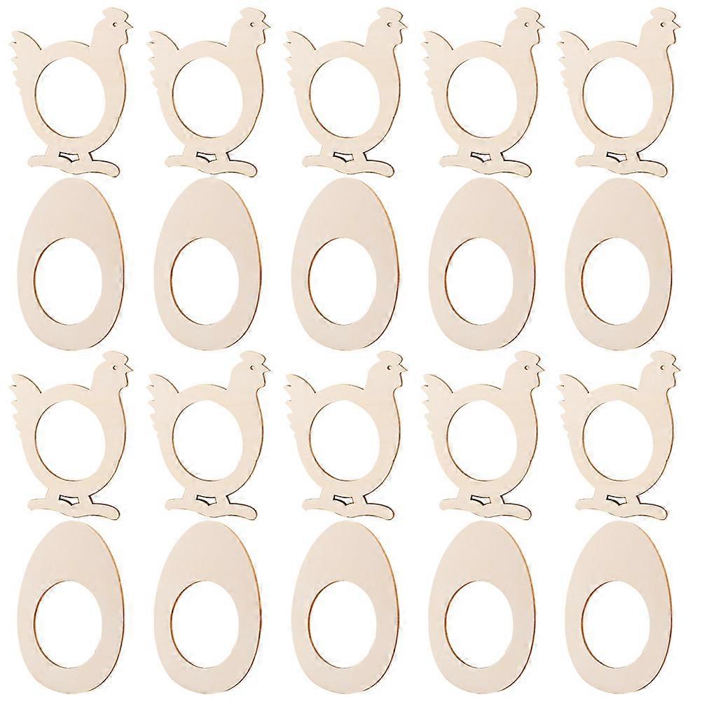 中空セルビエットバックルポプラ合板ナプキンリング誕生日テーブルデコレーション卵形9x7cmベージュ20個