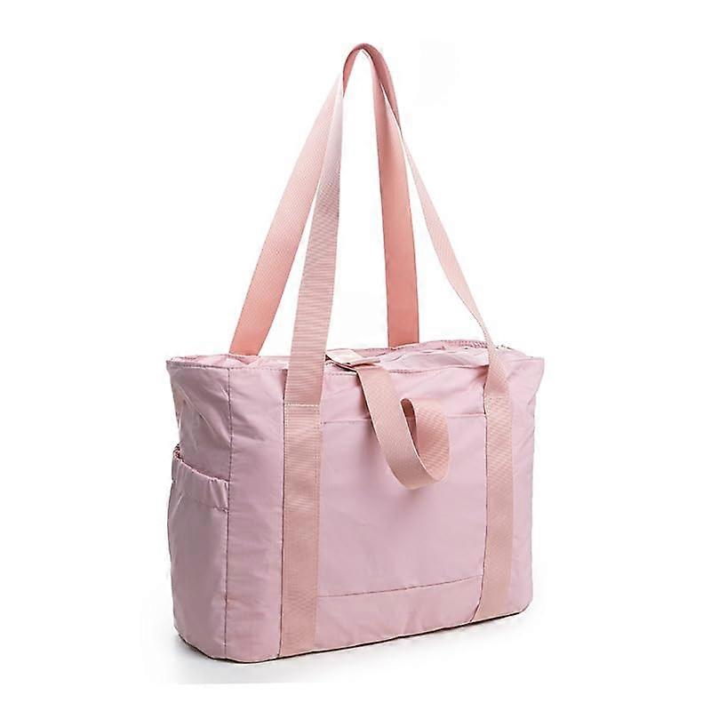 Large Yoga Tote Bag with Multi Pockets for Gym Mat - Pink Cream One Size Durable Storage Solution