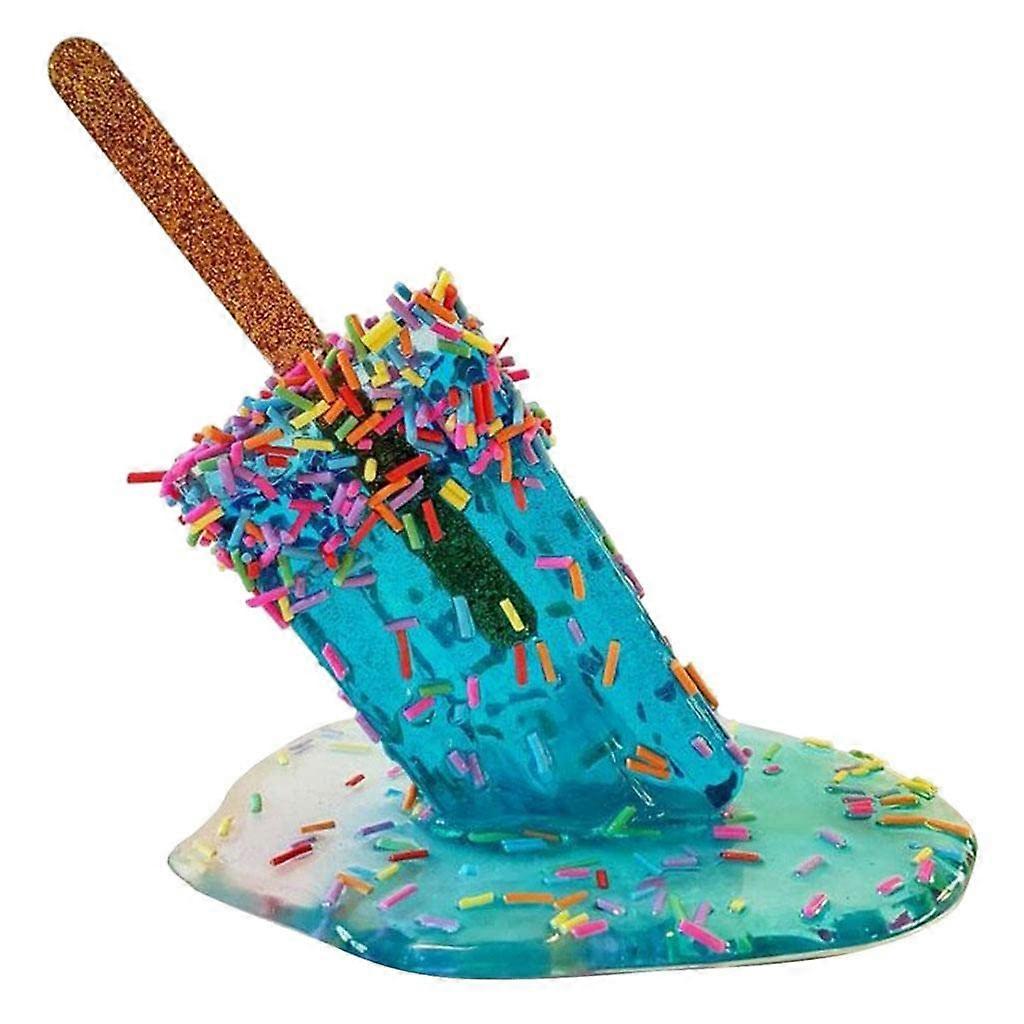 Ice Cream Resin Sculpture for Summer Decor - Light Blue Color, Creative Design, Home Decoration, 10 Inch Size