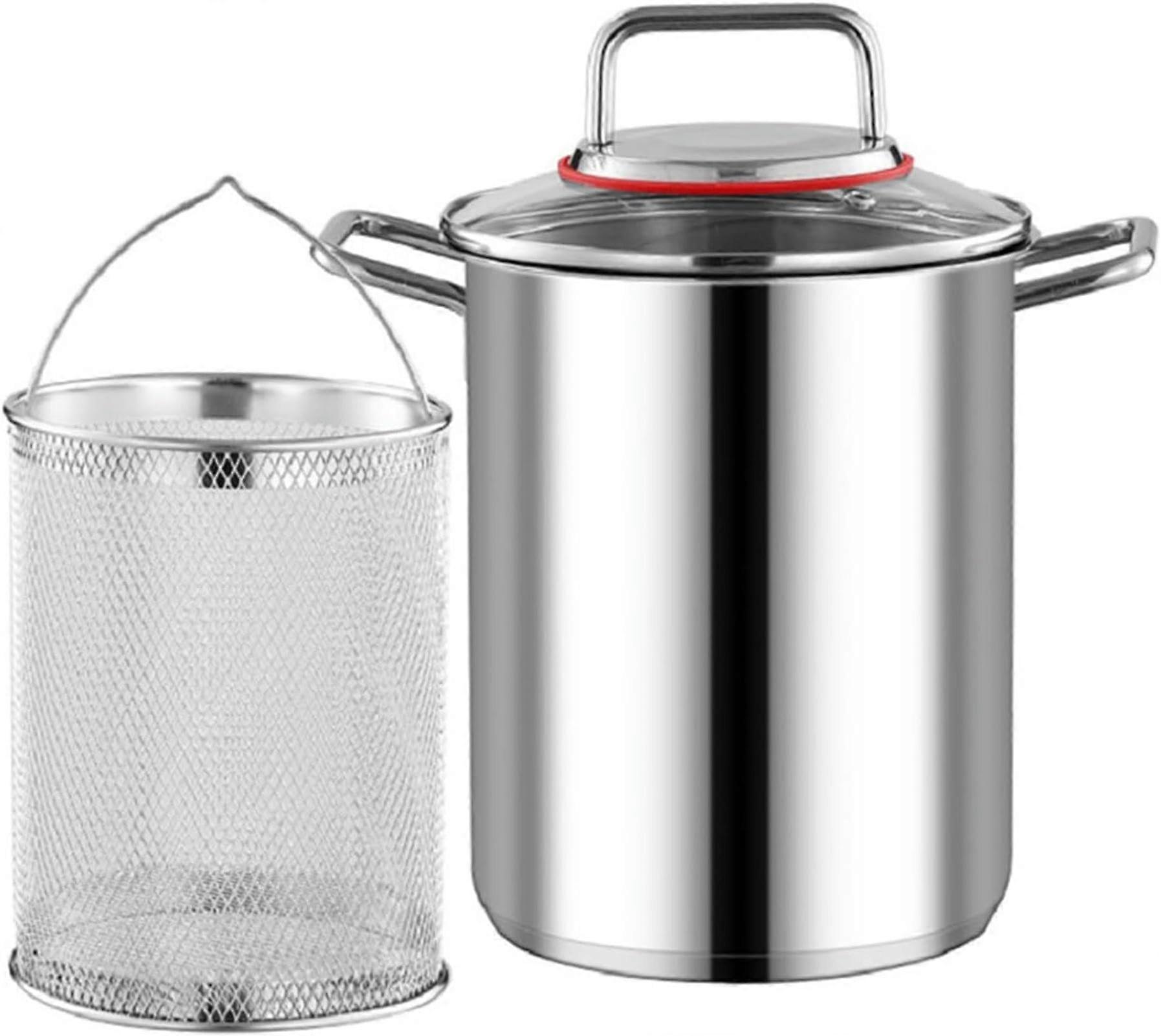 Stainless Steel Asparagus Pot for Cooking Spaghetti, Steaming, and Frying - Includes Basket and Lid for Home Kitchen