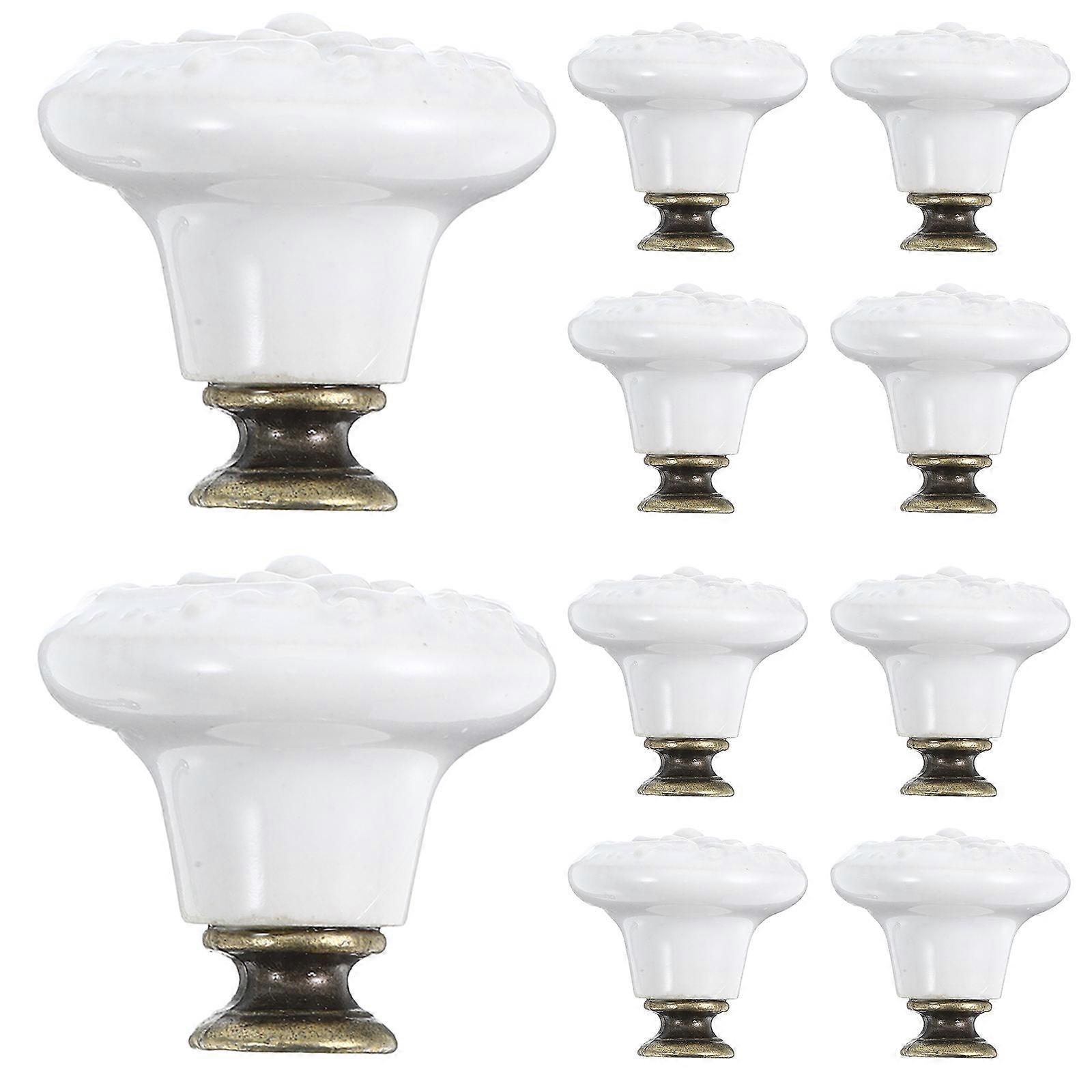 Vintage Drawer Handles 8Pcs White Ceramic Cabinet Knobs for Decoration with Elegant Grip