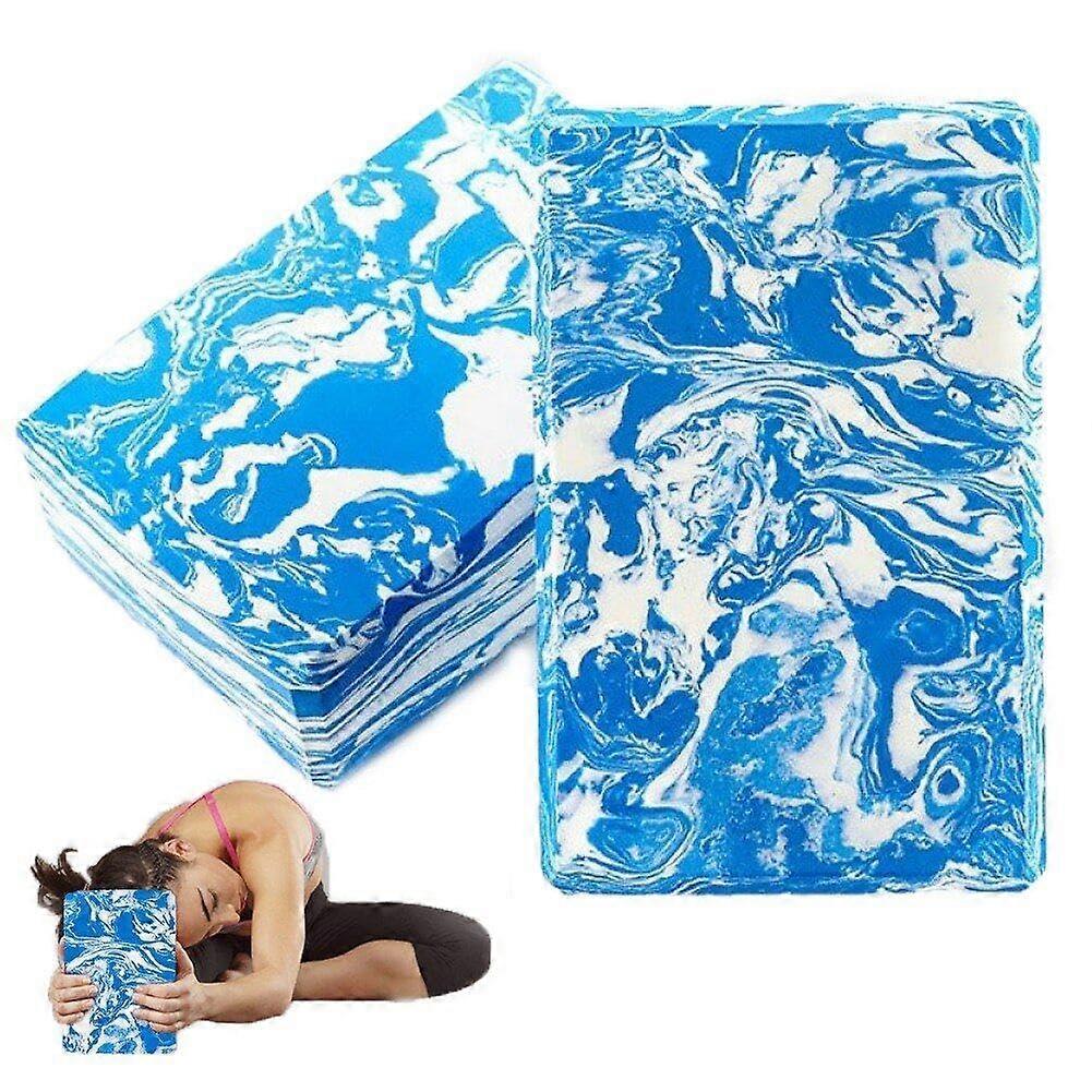 2pcs Yoga Brick Density EVA Yoga Blocks Camouflage Non Slip Fitness Stones AntiPressure Pilates Foam Tiles for Fitness Yoga Blue