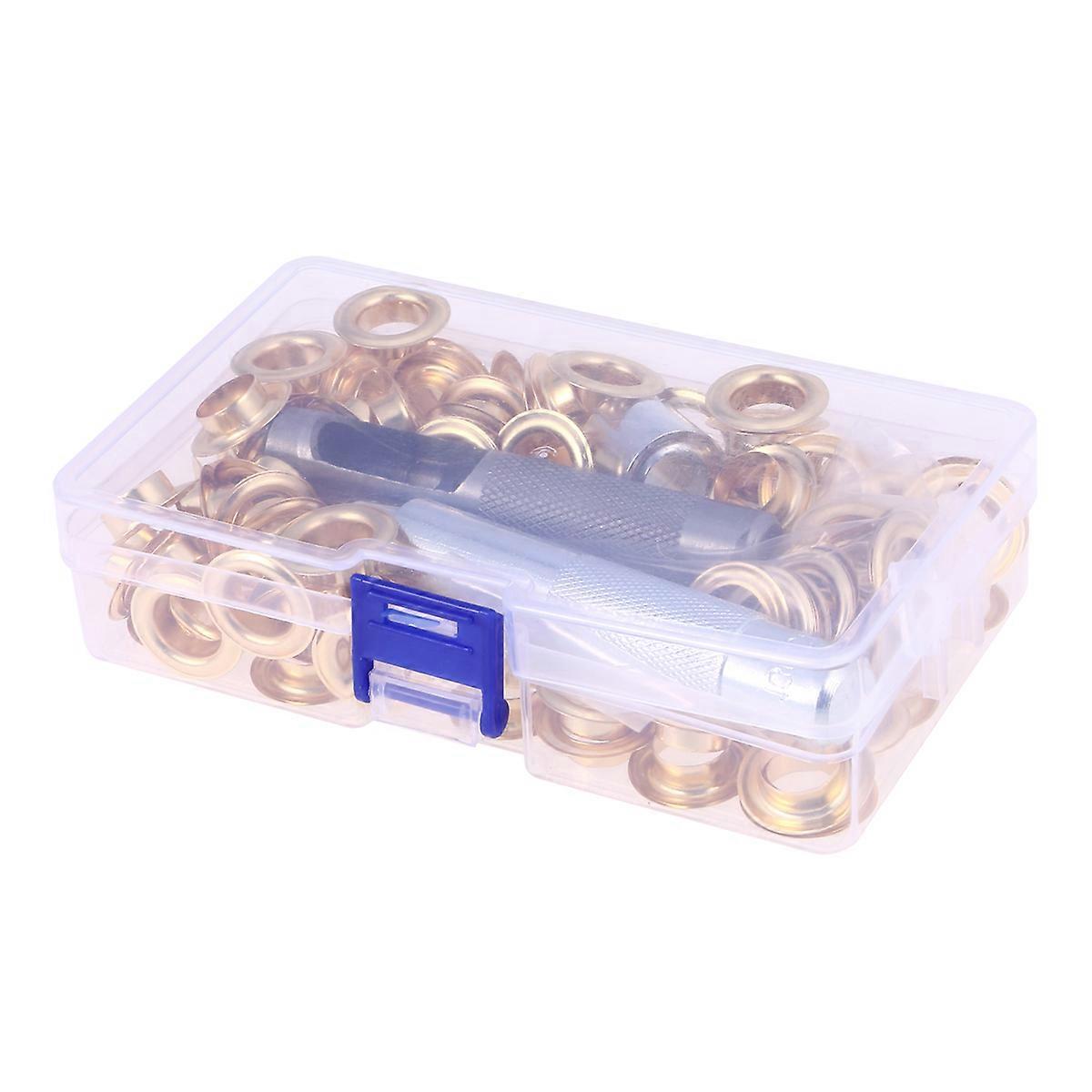 Eyelet Setter Tool Grommets Kit Shoes Clothes Crafts Use Golden Inner Diameter 10MM Size 2 Easy Storage 100Set