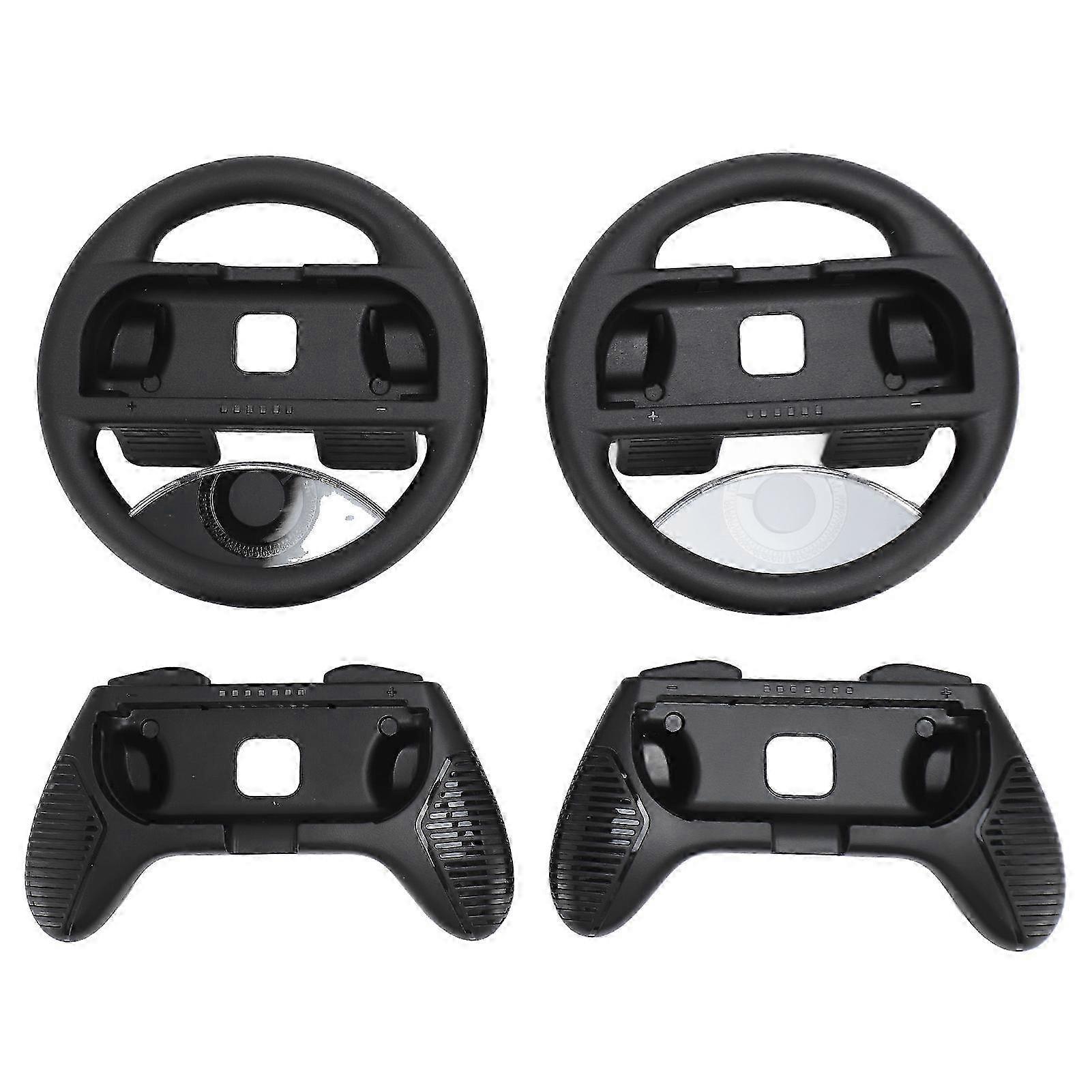 Ergonomic Game Grip Handle Steering Wheel Controller Kit with Indicator Light for Compatibility with Switch Joy-Con