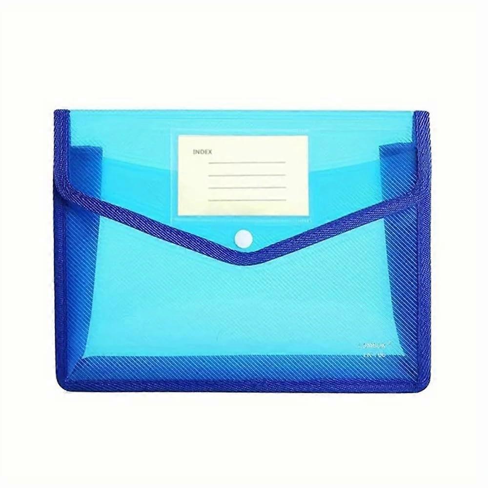 File Envelopes A4 Clear Plastic Storage Folders with Labels, Blue Organization Pockets for Documents and Files