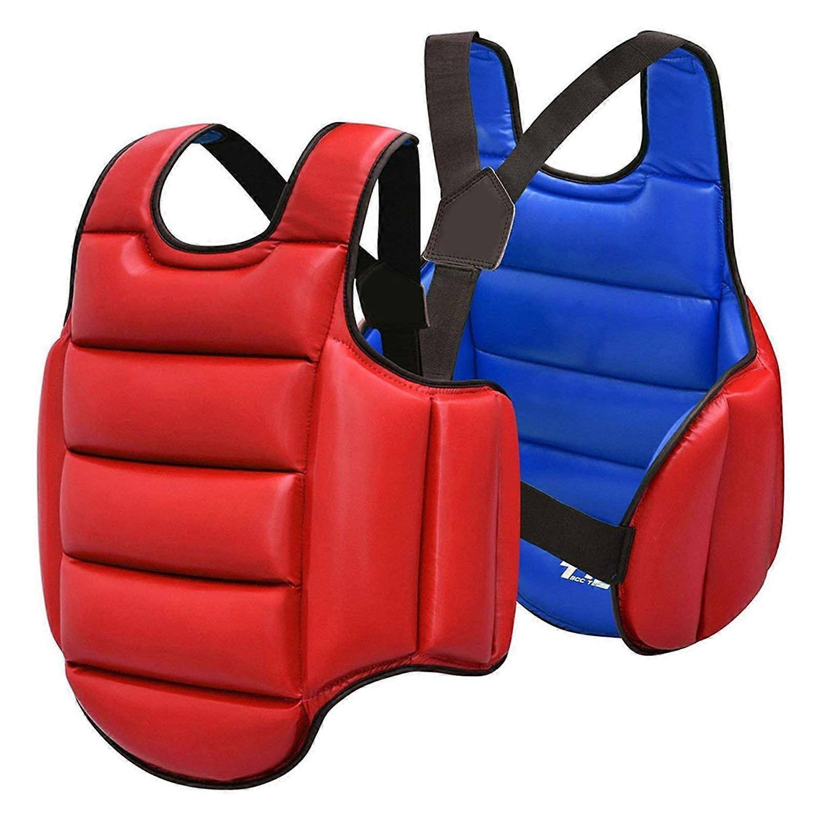 Reversible Taekwondo Protective Vest Chest Guard For Upper Abdomen And Ribs Martial Arts Size Large Color Red Adjustable
