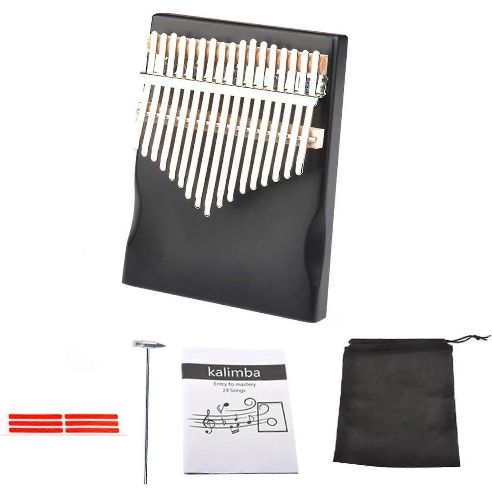 Kalimba Instrument Thumb Piano Made of Wood, 17 Keys, Kalimba, Includes Tuning Tool, Stickers, Sheet Music, Pleasant Instrument Accessory (Set)