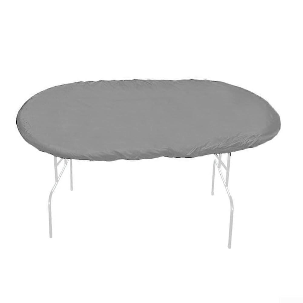 Oval Poker Tablecloth, Card Table Protector, Waterproof 210D Oxford Fabric, Adjustable Drawstring Hem, Gray