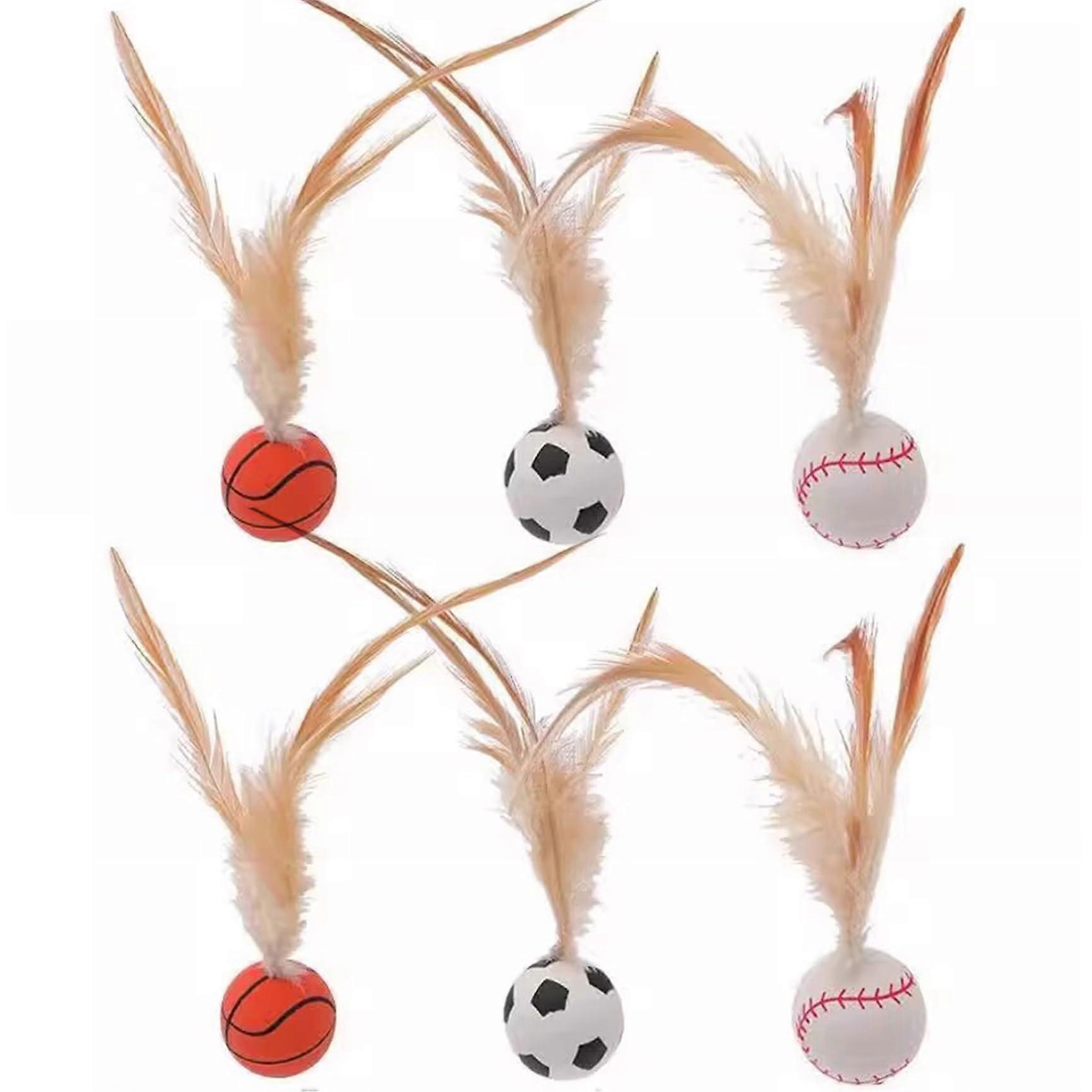 6pcs Interactive Cat Ball, Spring Bouncing Set Fun Pet Toys for Kids