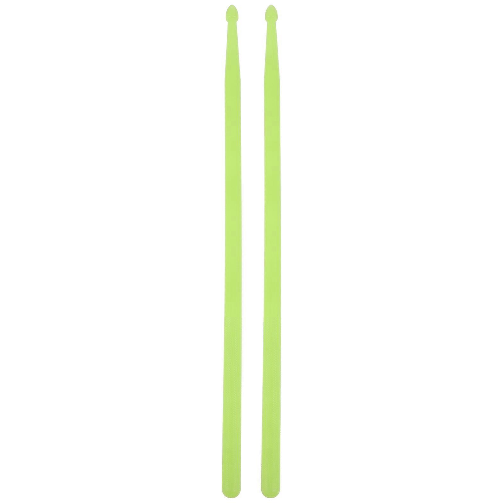 Light Up Drum Sticks 2pcs Fluorescent Green Nylon Drum Hammers for Marching Bands & Acoustic Kits Glow Sticks for Amateur & Professional Drummers