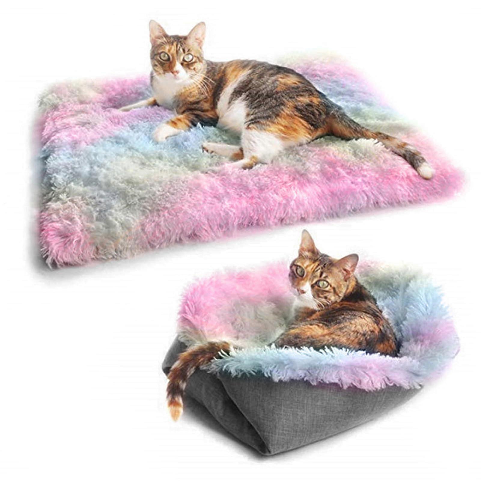 Cat Blanket Washable 2 In 1 Convertible Blanket For Indoor Cats Bed Cushion Small Dogs And Cats Colorful