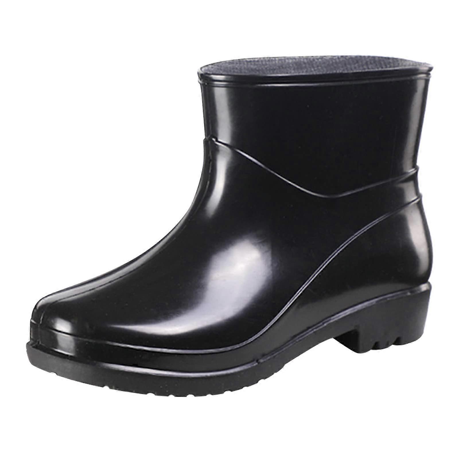 Damen Gummistiefel Atmungsaktiv Kurz Schwarz 37 EU Slip-On Federleicht Wasserdicht Gartenstiefel für Erwachsene