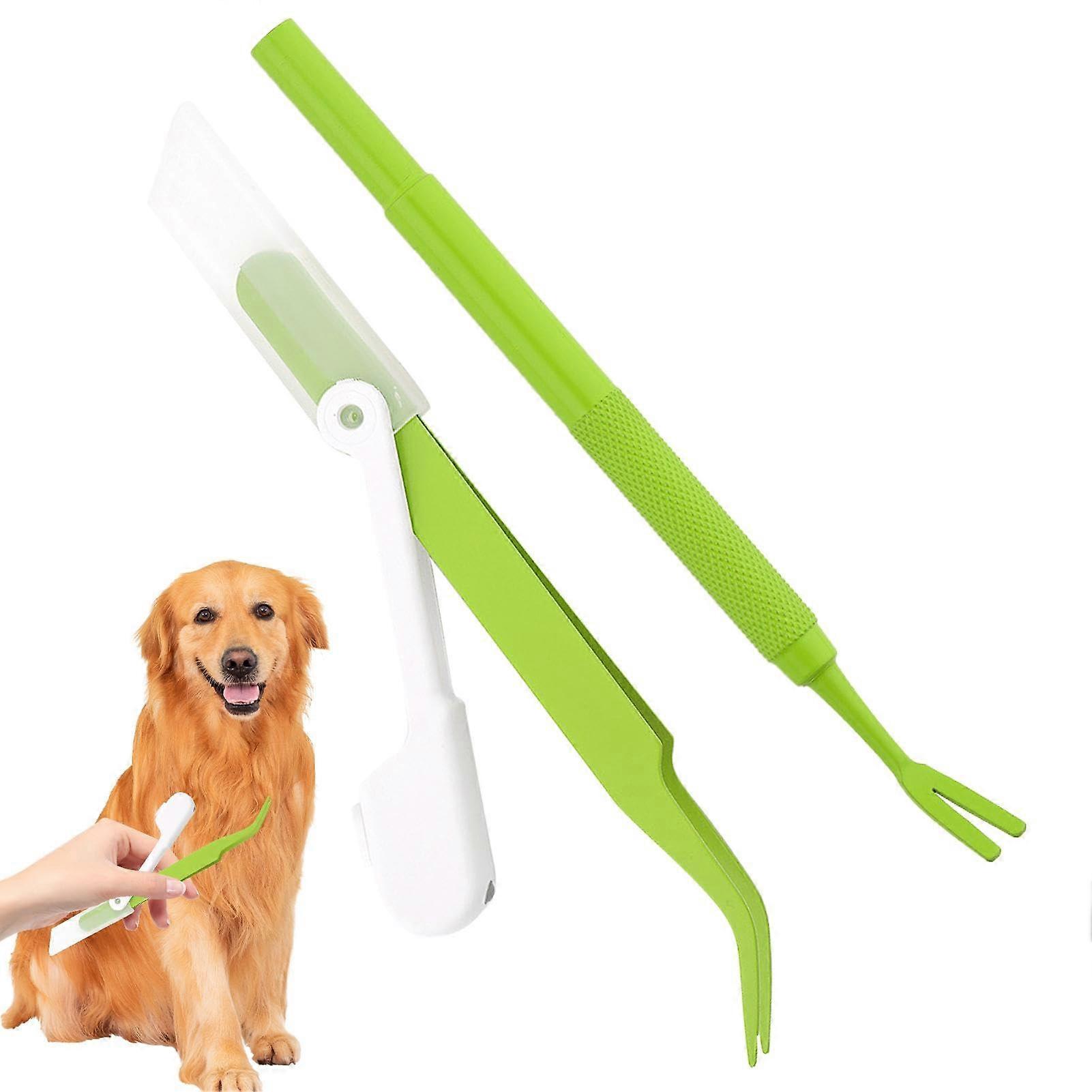 Cat Tick Remover Tools, Cat Tick Remover Set, with Light Animal Tick Remover Tool, Tick Removal Tweezers Stainless Steel for Large Cats