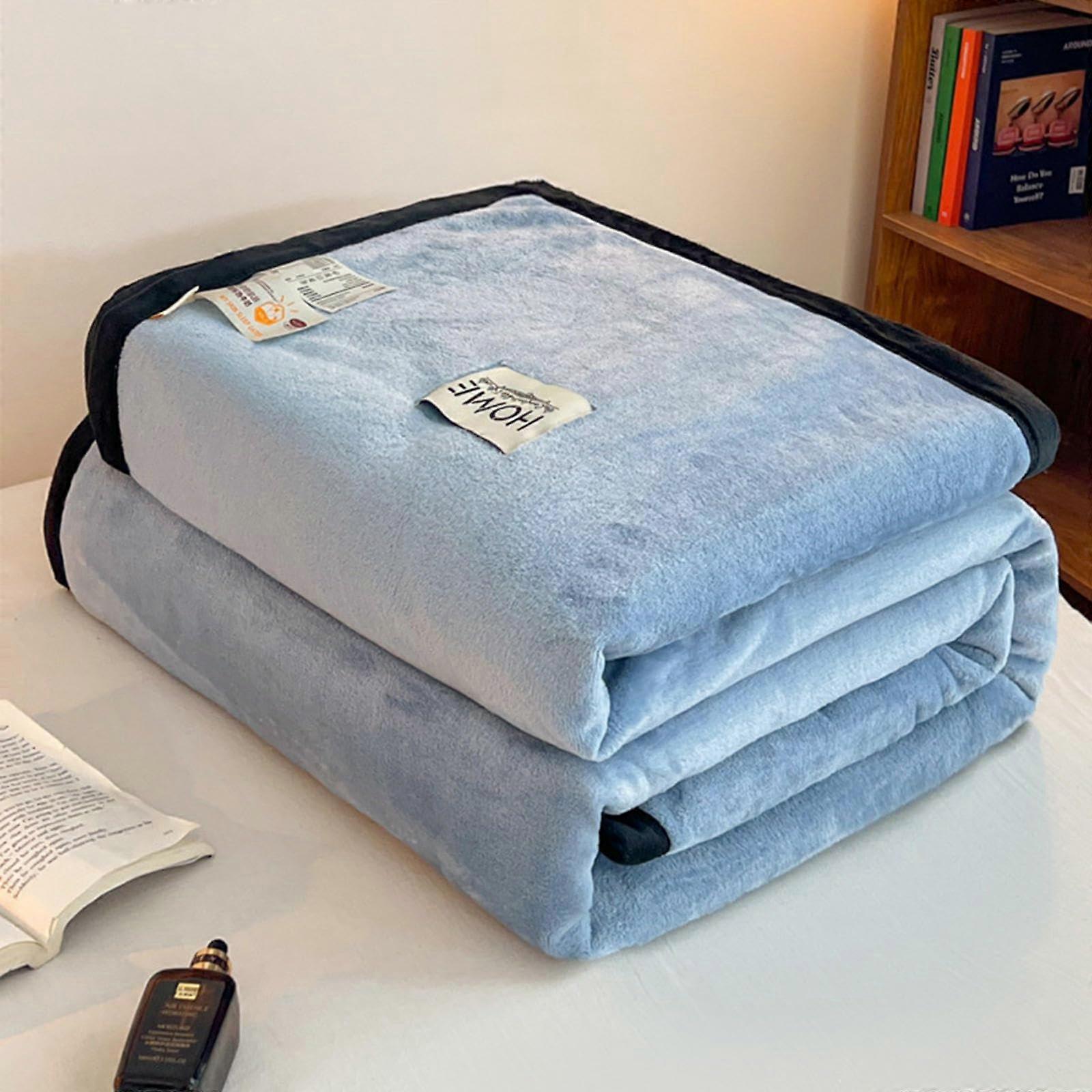 DoubleSided Blankets Flannel Fleece Blanket Warm Thick Blankets Fluffy Sofa Blanket Couch Blanket for Sofa, Bed, Blue100×140cm Blue 100×140cm
