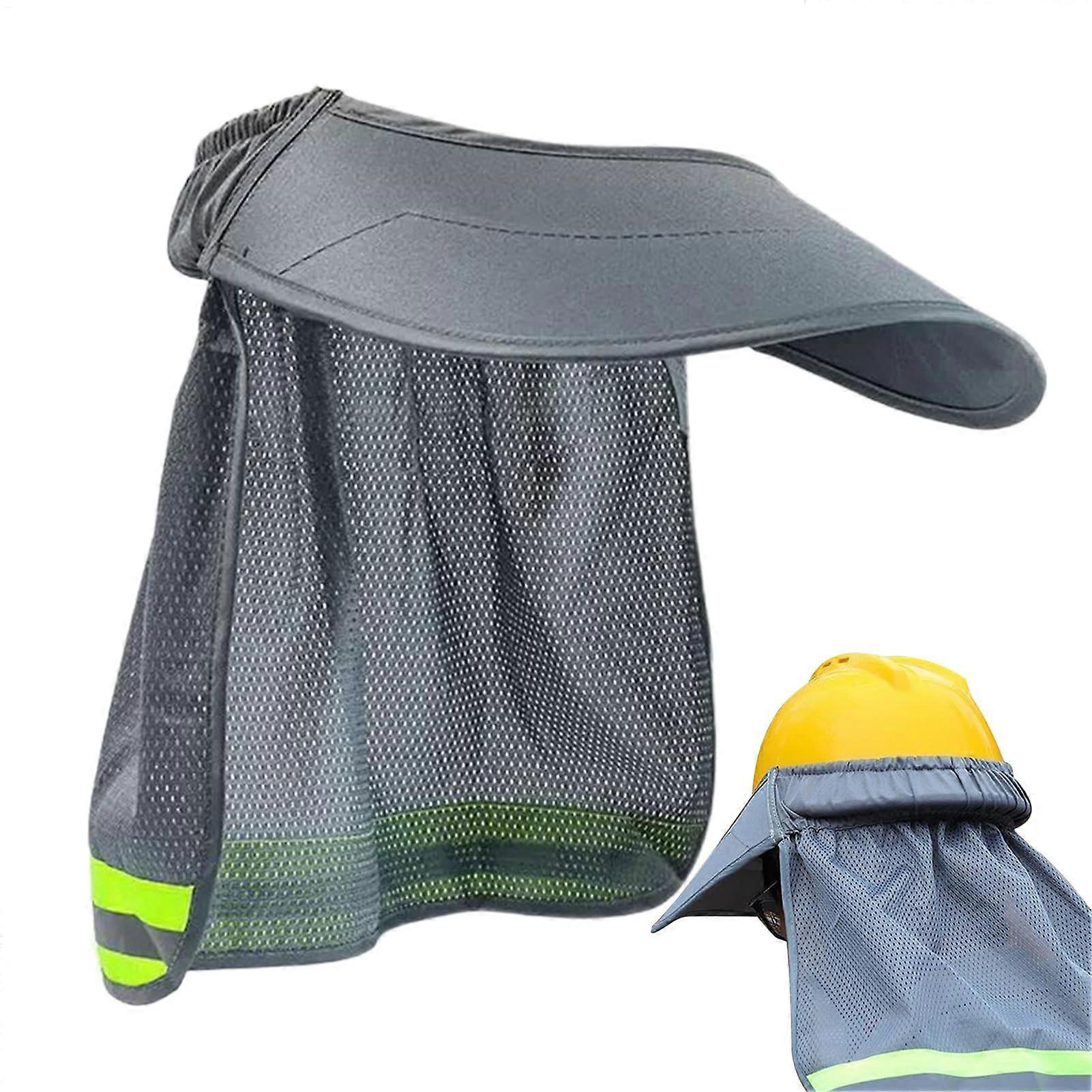 Schutzhelm Visor with Neck Sun Protection – Reflective Stripes, Helmet Attachment for Work, Construction, Outdoor Use, Gray
