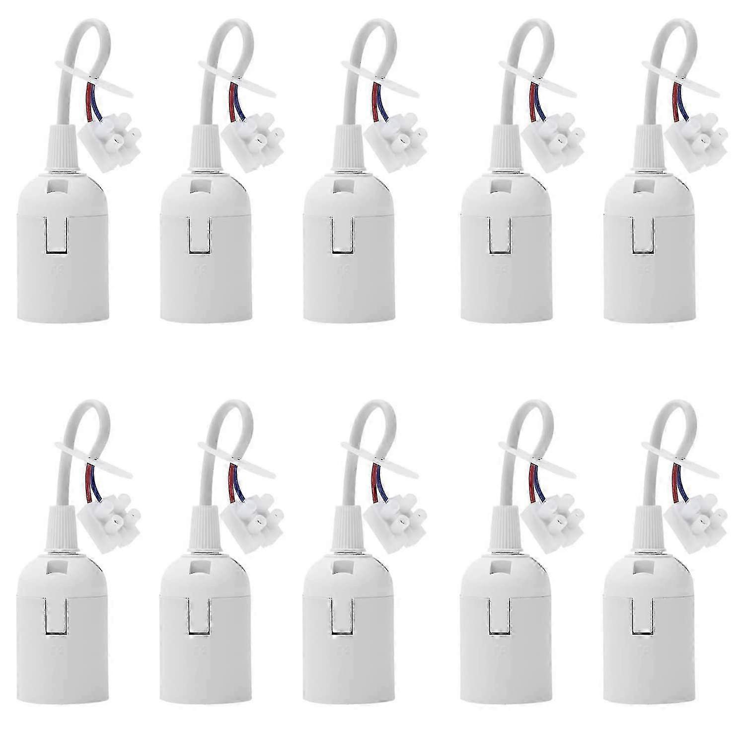 10Pcs E27 Lamp Sockets with Cable - 4A 250V Compatible with Incandescent & LED Light Bulbs for Easy Installation