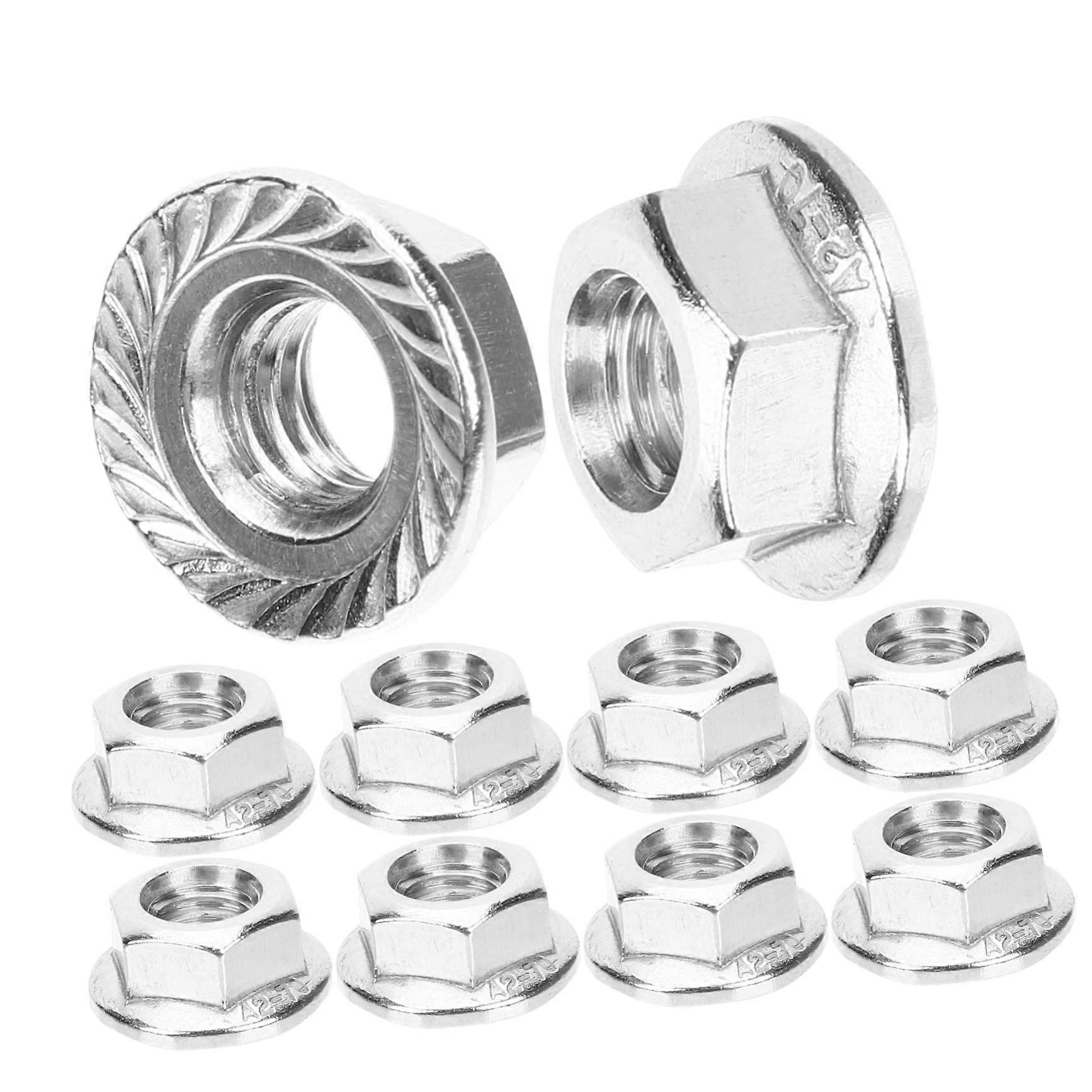 Flange Nuts 10 Pieces Self-Locking Serrated High-Temp Resistant Durable For DIY Appliances Construction