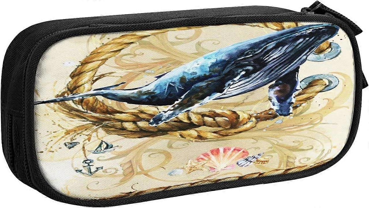 xc3432 Whale Curl Ship Rope Pencil Case for Emergency Kits - Durable Zipper Bag for First Aid, Pens, Flashlights (Portable) xc3432