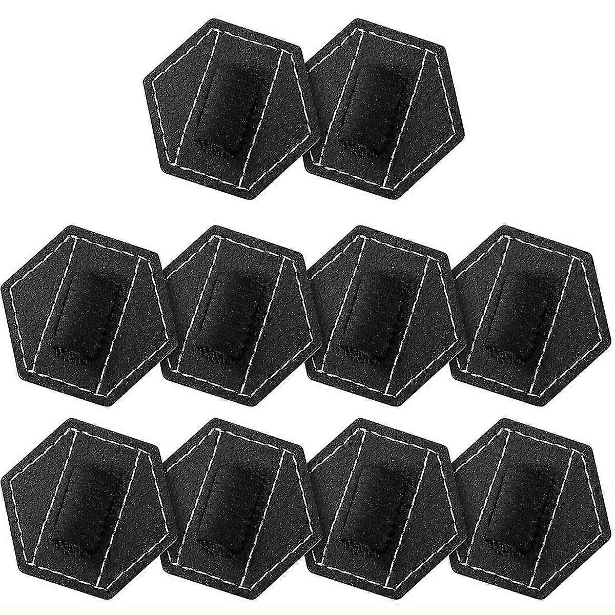 10 Pieces Self Adhesive Pen Holders for Notebook Hexagon Elastic Journal PU Leather Pen Holders Loop Holders Black