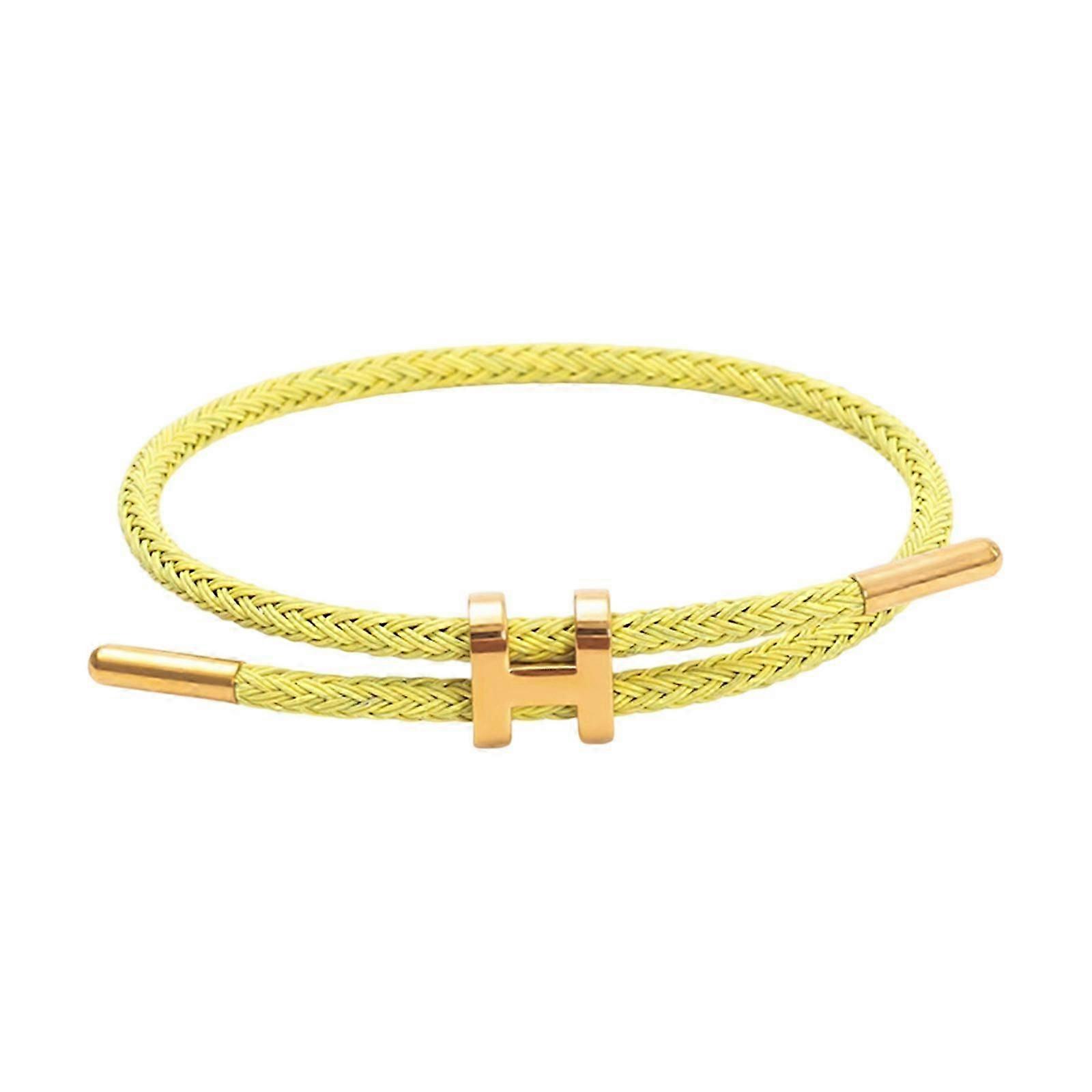 Pulseira elegante com fivela H banhada a ouro com design ajustável Pulseira de fio de aço inoxidável resistente para criadores de tendências amarelo