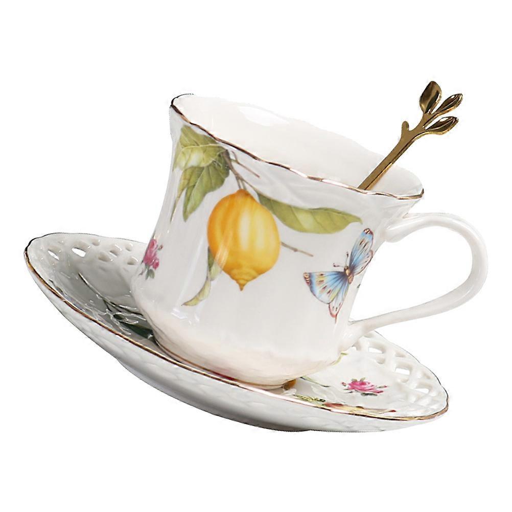 Ceramic Teacup European Style Versatile Personal Use Home Office 1Set