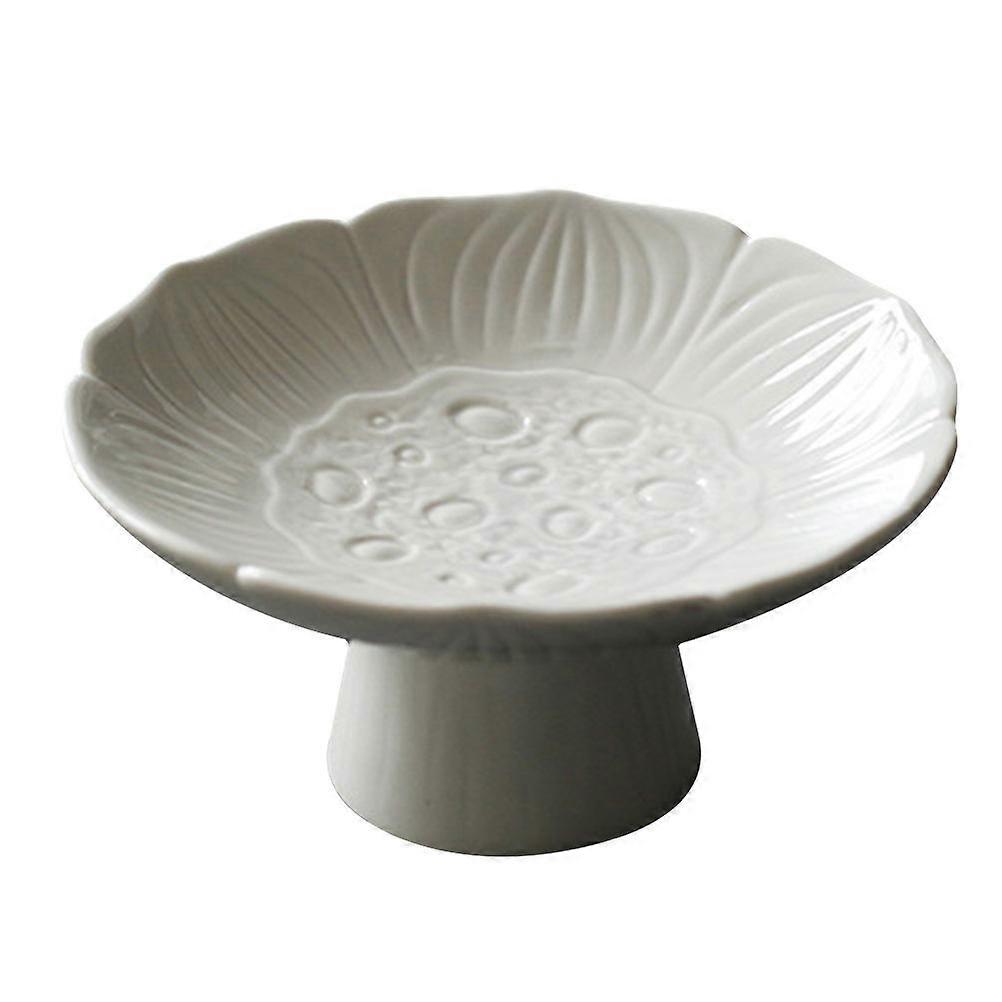 Ceramic High Serving Fruit Plate, Japanese Style Food Tray for Snacks and Fruits, Smooth Finish Serving Dish for Entertaining and Daily Use