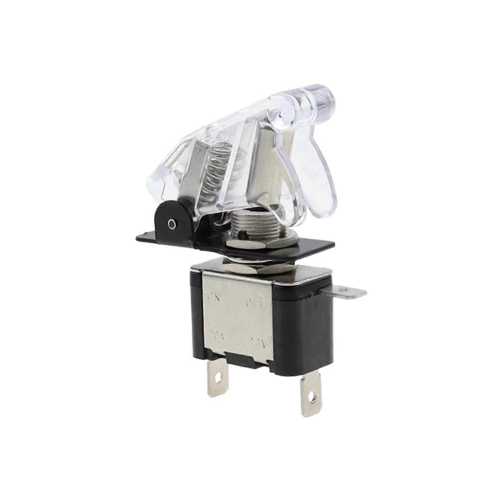 Illuminated LED Toggle Switch For Auto Car Boat Truck With Aircraft Flip Up Cover Guard White 12V20A