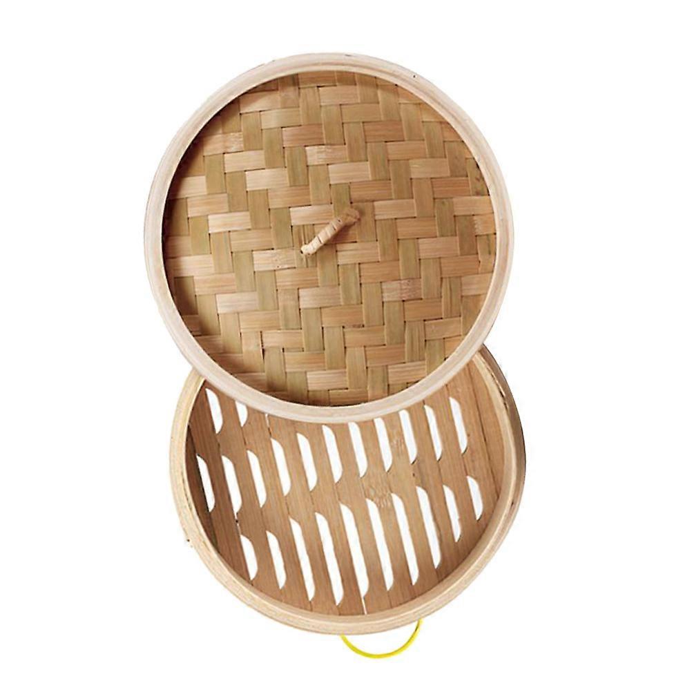 Bamboo Steamer with Handles Moisturizing Safe for Food Easy to Clean 20cm Round 2Pcs for Home Users