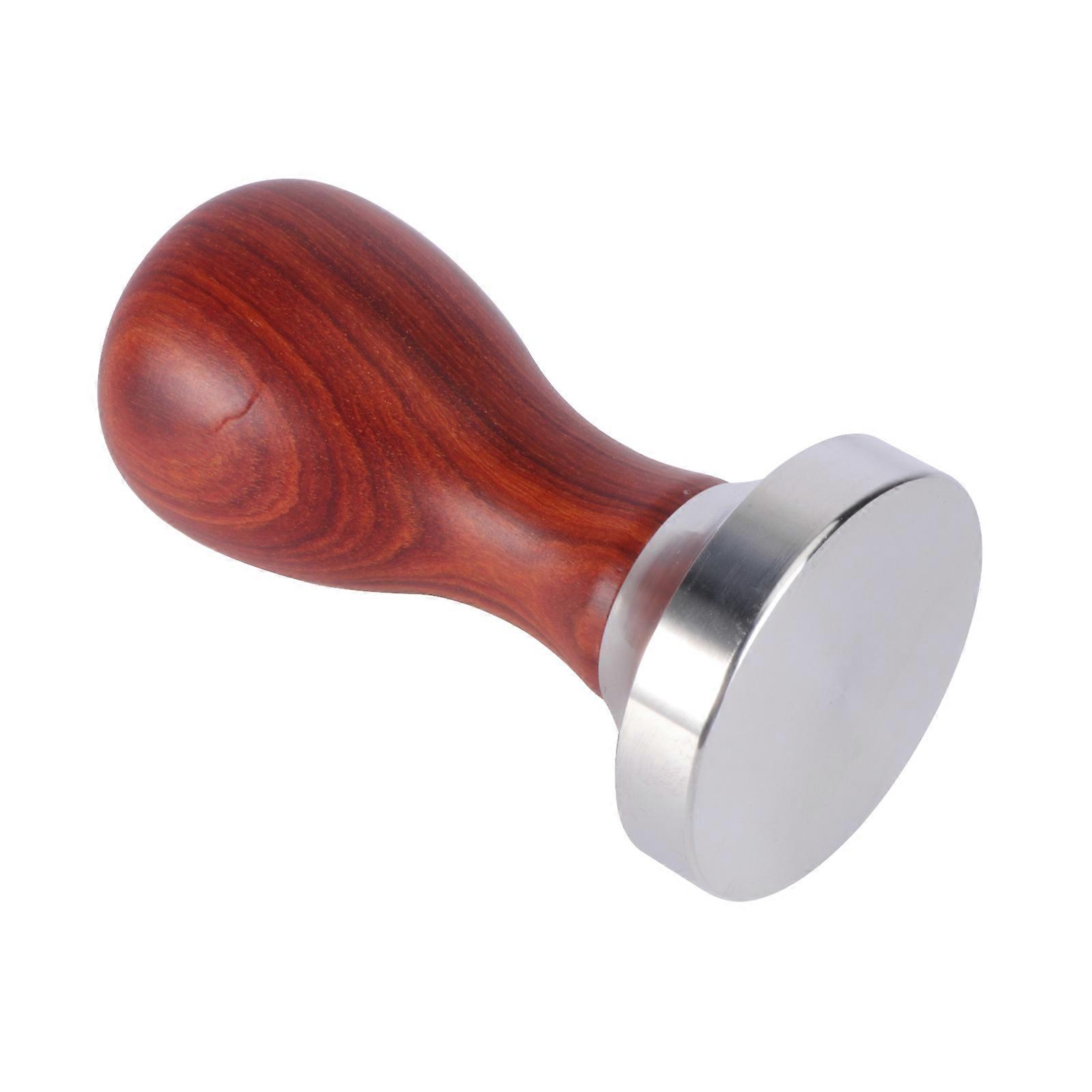 Stainless Steel Coffee Tamper with Flat Base for Espresso Brewing 49mm Brown