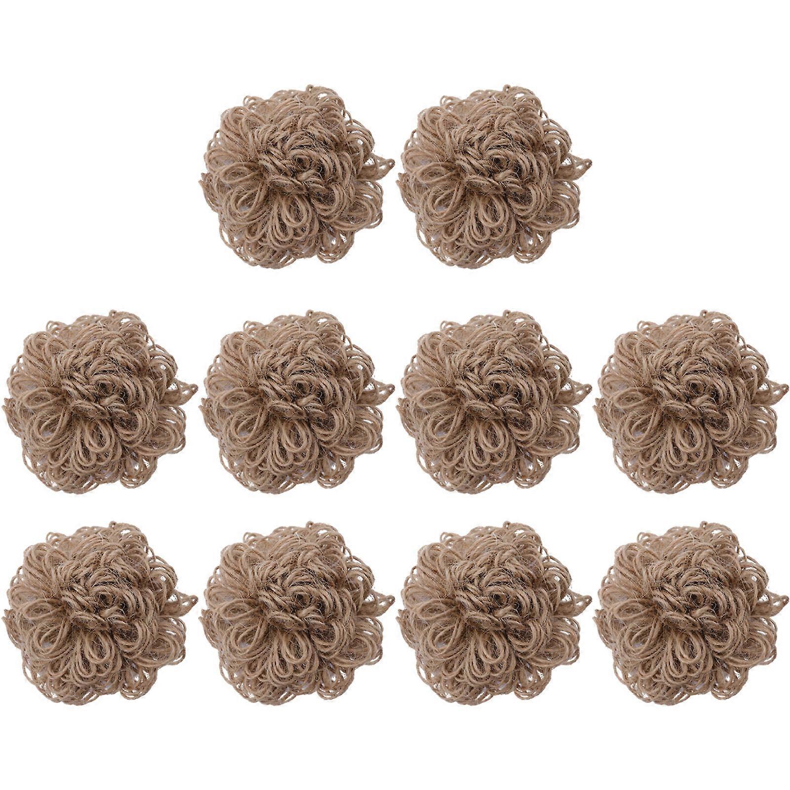 10pcs Burlap Flowers Handmade Jute Decoration for DIY Craft Projects