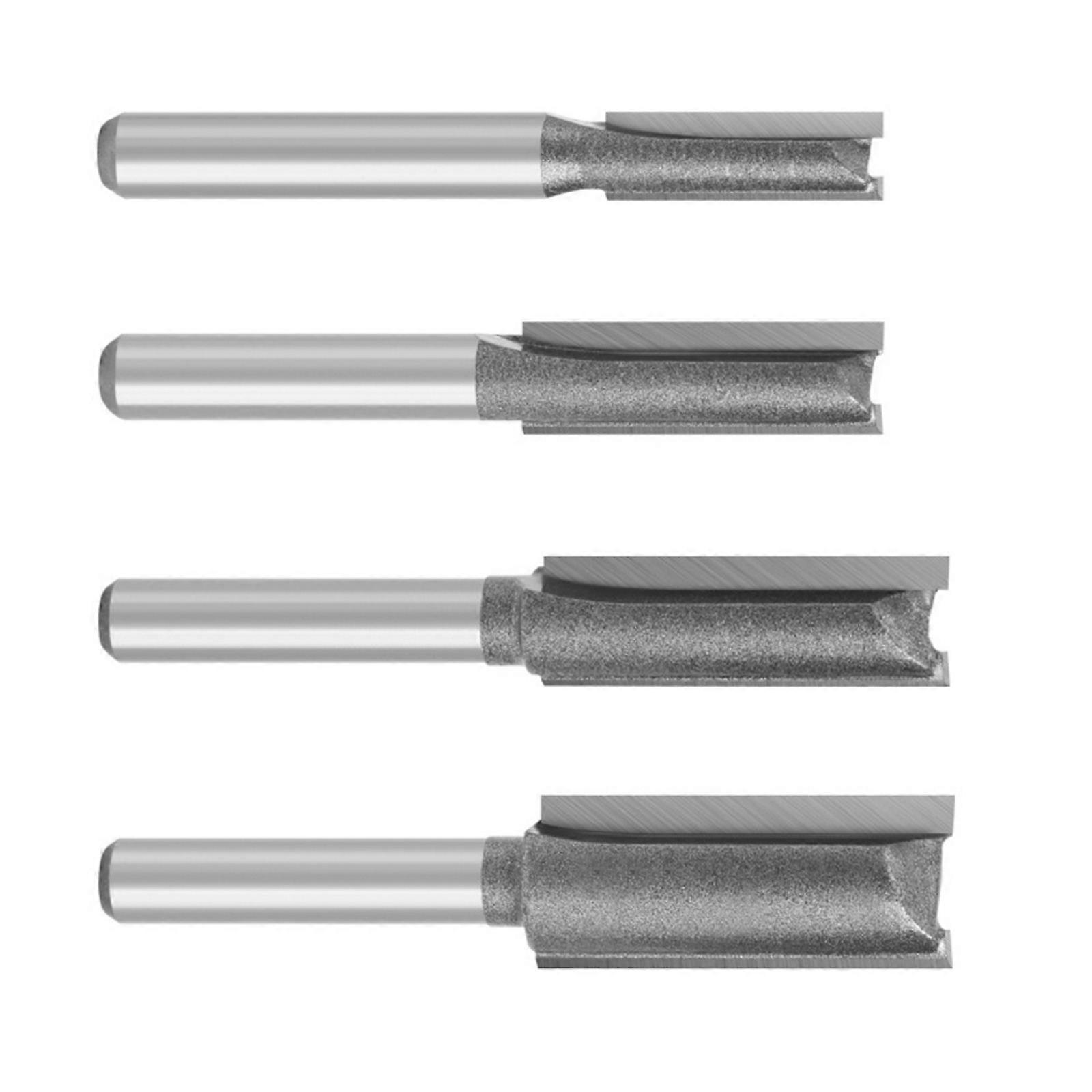 Pack Of 4 Highly Speed Steel Router Bit 1/4Inch Shank Double Cutting Edges Straight Cut Router Bit For Precise Grooves Multicolor