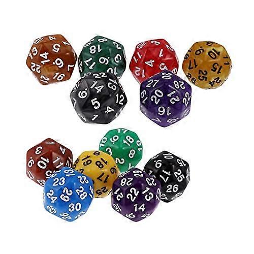 D30 Acrylic Multi-Sided Dice, 30-Sided, Opaque, Pack of 12, Tabletop RPG Dice