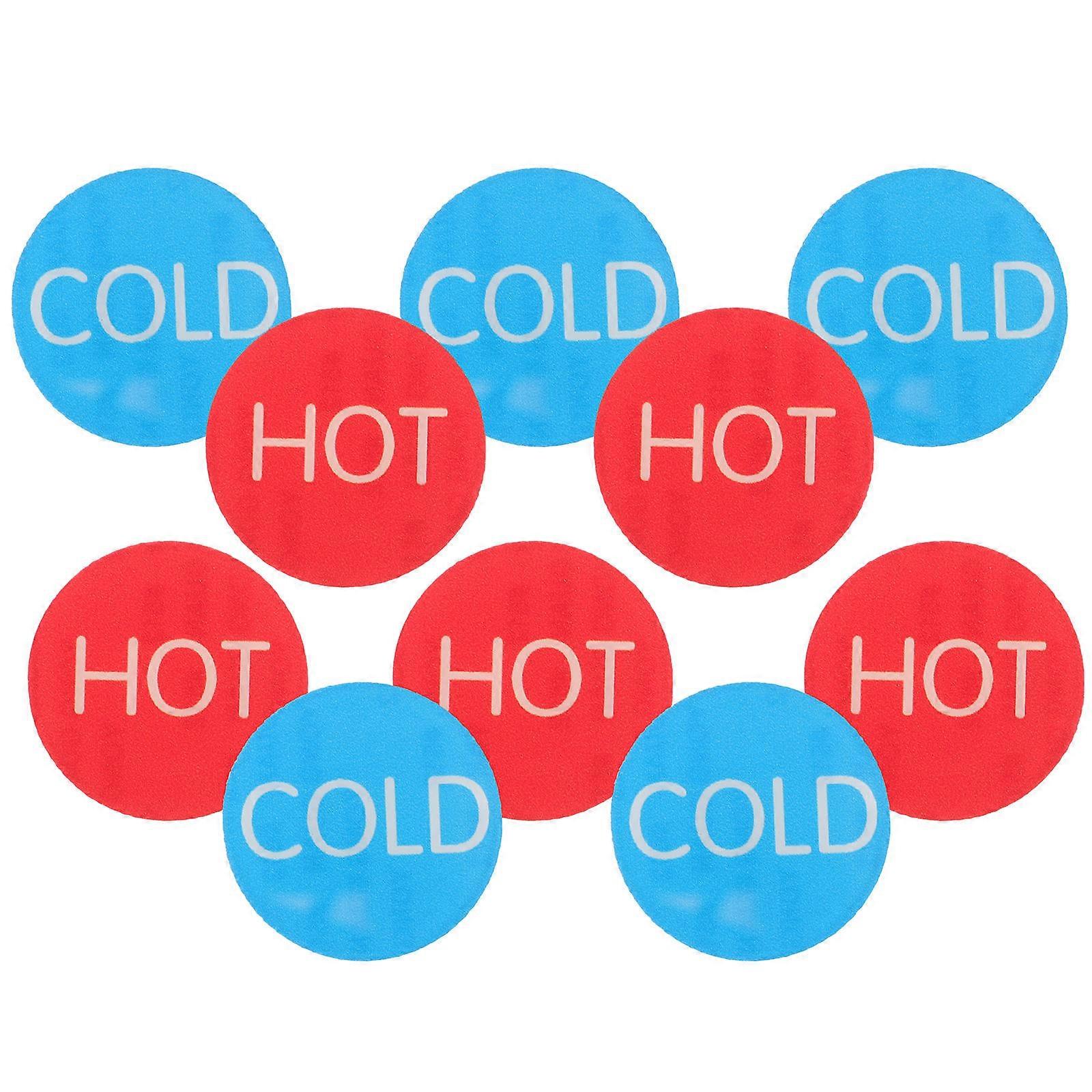 5 Self Adhesive Acrylic Indicator Stickers for Faucet Sinks – Caution Hot Water Signs for Commercial Use