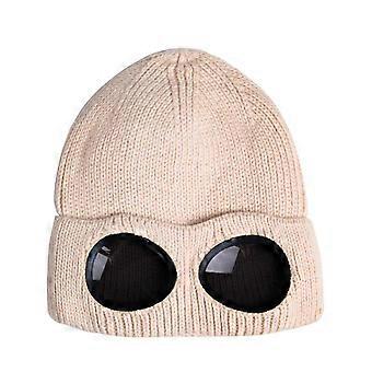 Unisex Wool Knitted Goggles Beanie Winter Warm Cap For Men Women Outdoor Sports
