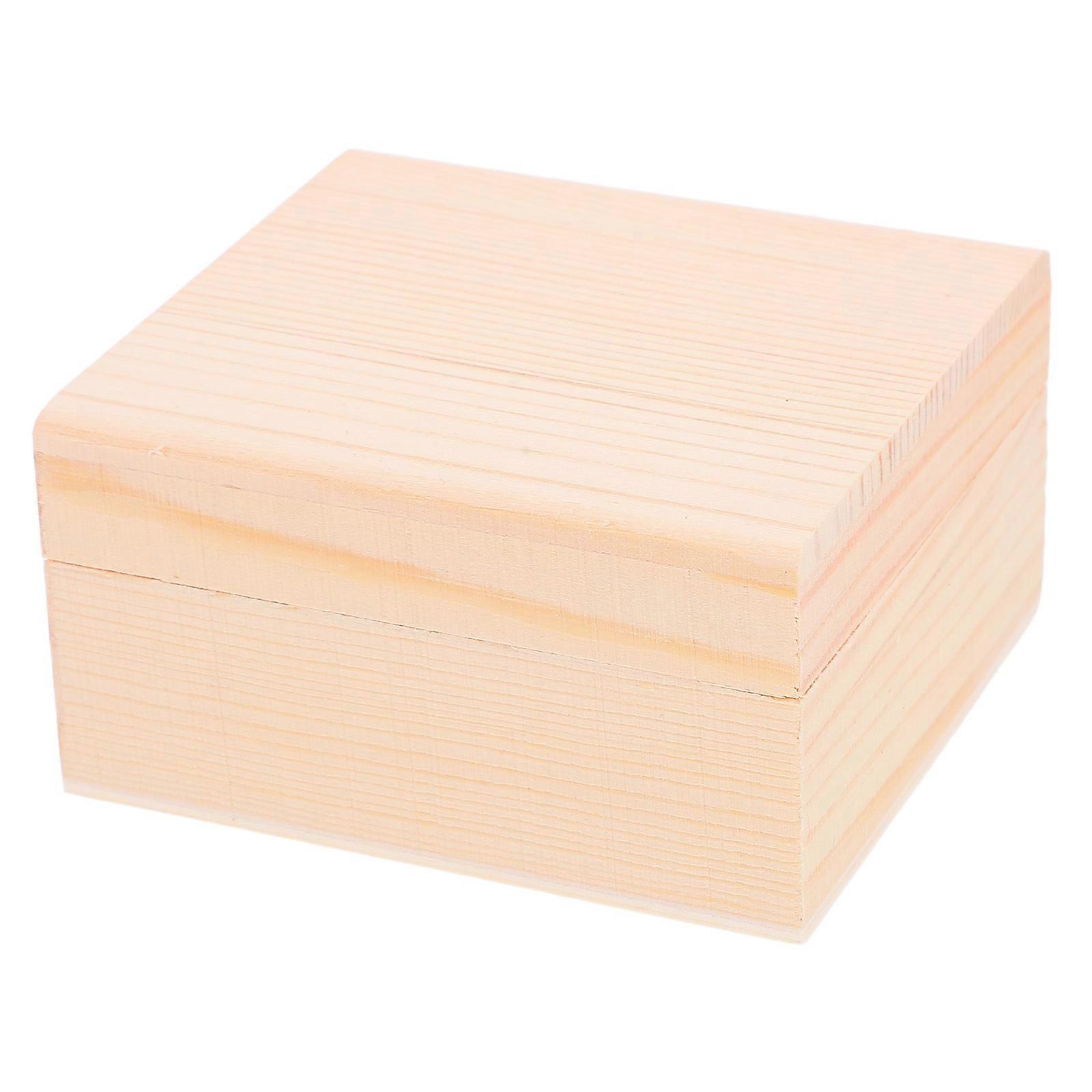 Khaki Wooden Storage Box for Jewelry and Small Items with Lid for Home Organization 6.5 x 4.5 x 3 inches