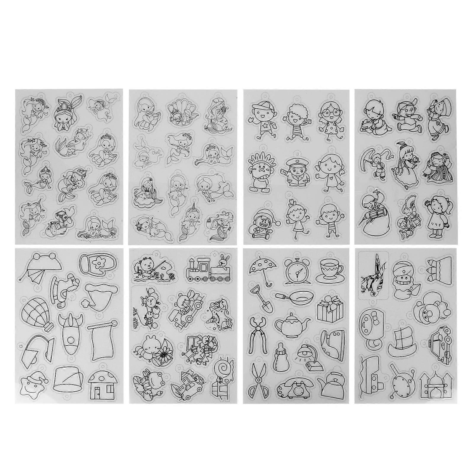 8Pcs Heat Shrink Sheet Boys Girls Pattern Translucent Wide Application Shrinky Art Paper for DIY CraftsGirl Pattern