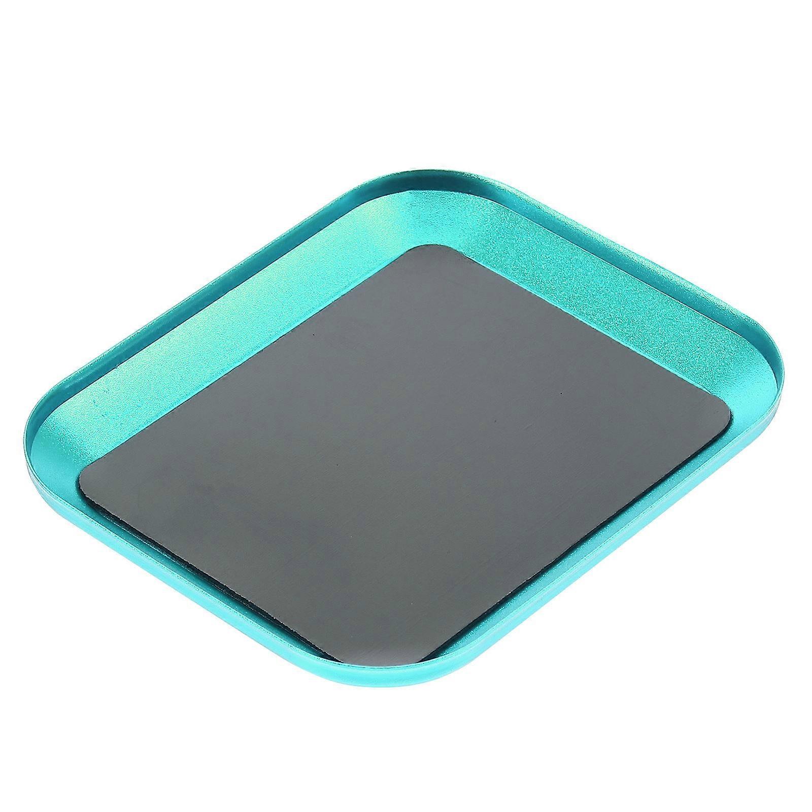 Magnetic Auto Repair Tool Tray Rectangular Shape Green Color 10.60X8.60X1.40CM For Home Garage Workshop 1Pack