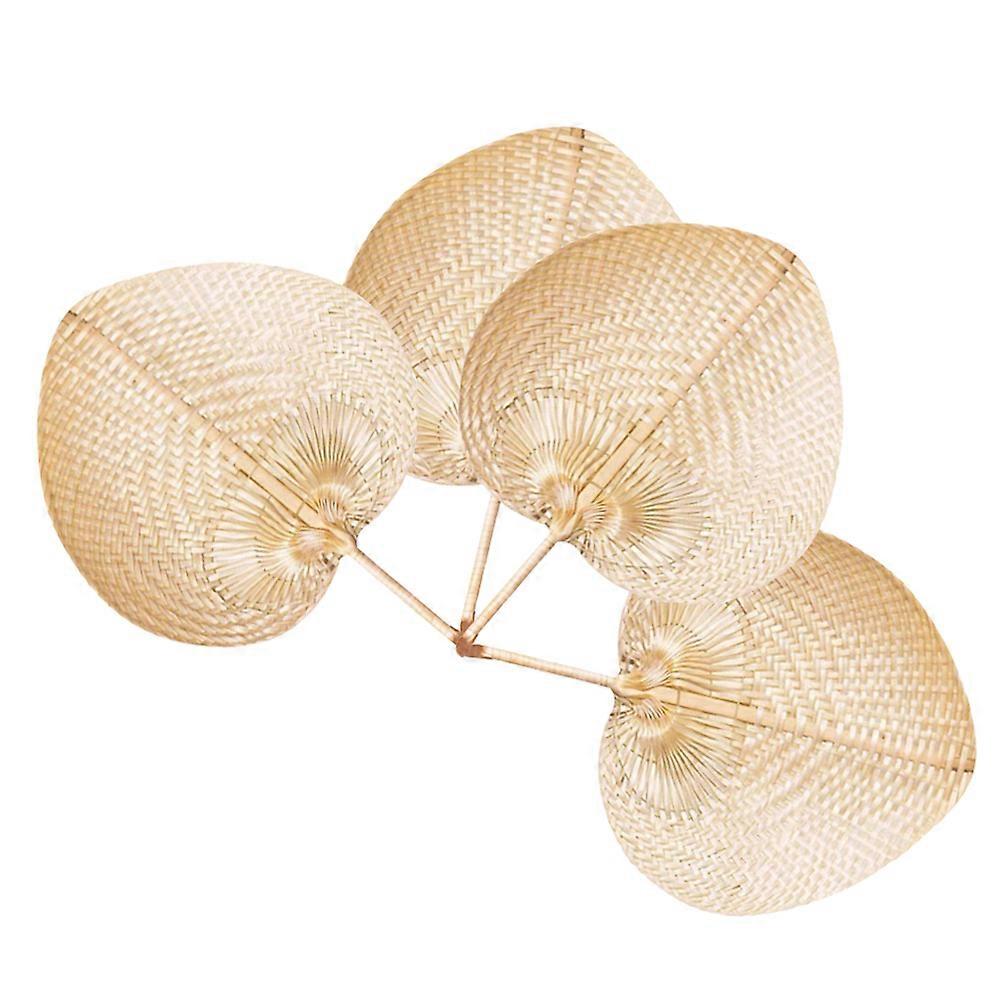 4pcs Bamboo Woven Hand Fans, Lightweight Cooling Paddle Fans for Home, Office, and Outdoor Use with Traditional Craftsmanship