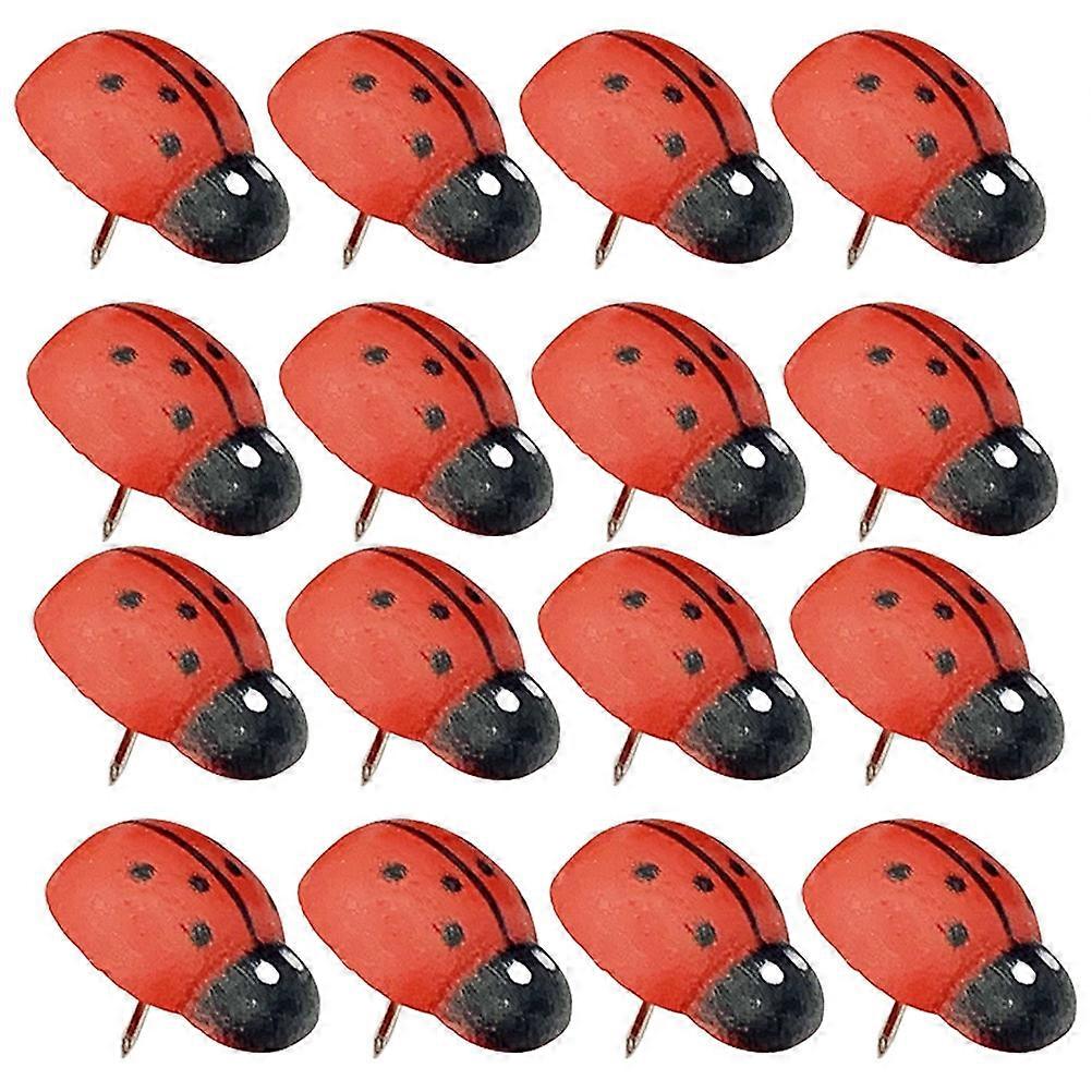 100pcs Ladybug Wooden Pushpins Cute Reusable Thumb Tacks for Bulletin, Cork Boards & Crafts Compact Lightweight Easy to Use Design