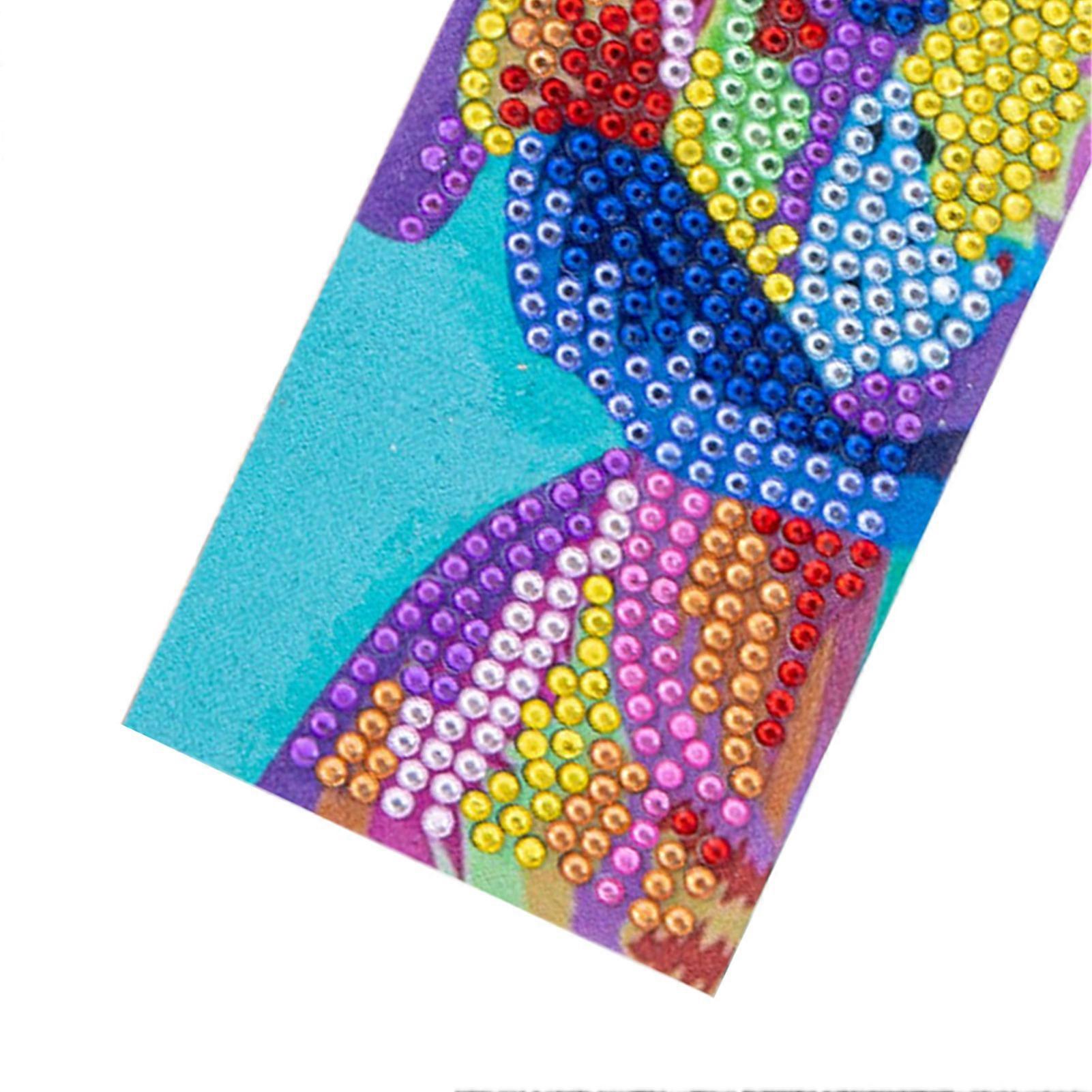 2 Set Diamond Bookmarks DIY 5D Painting Crystal Fancy Shape Round Dog Pattern Hanging Craft
