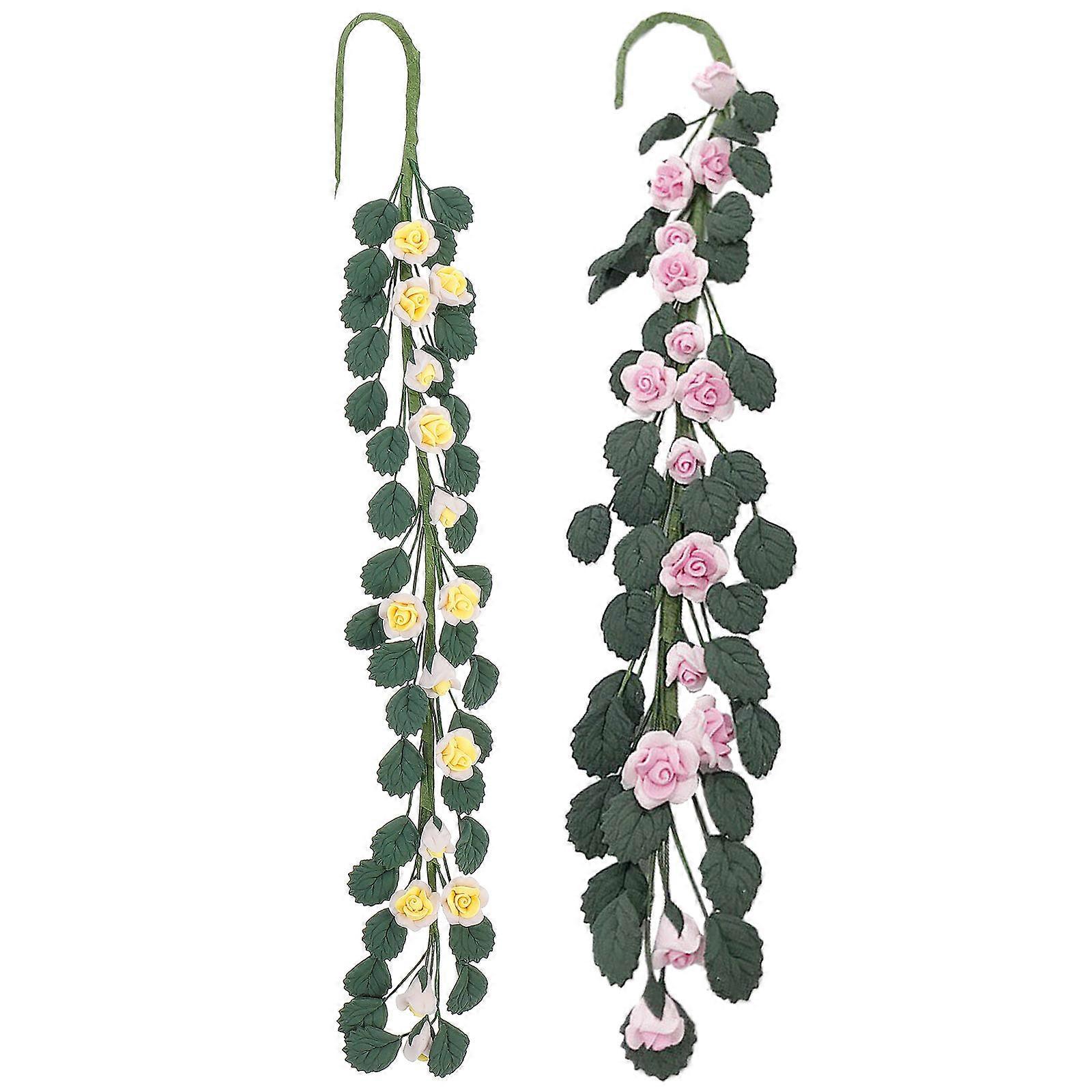 Artificial Flower Garland 2Pcs Mini Simulation Flower String Table Decor 22.00X3.00X1.00CM Filming Prop