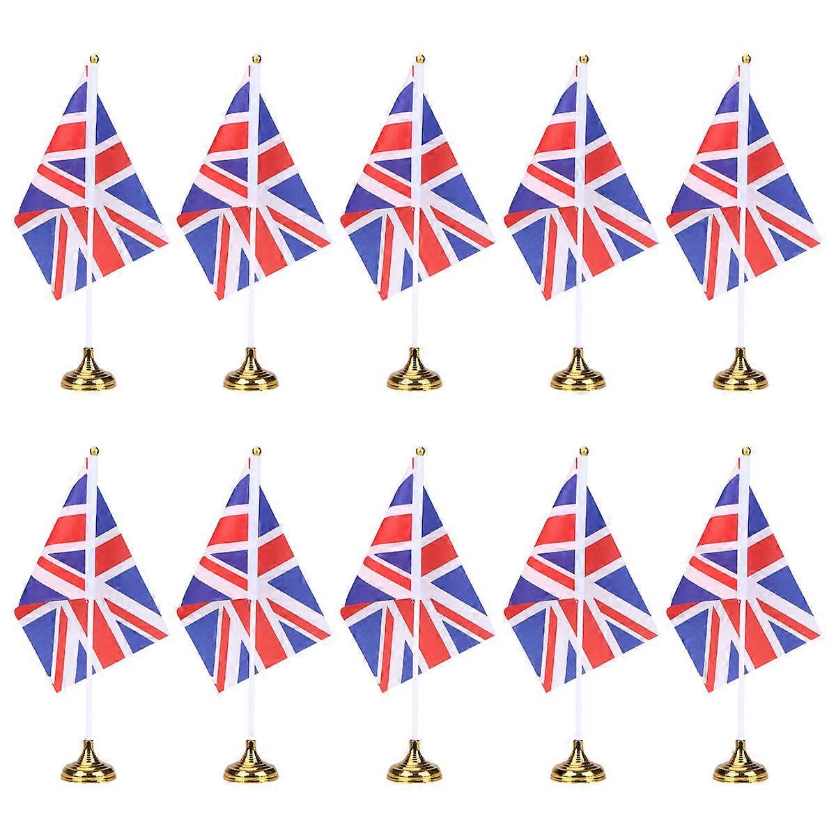 Uk Desktop Flag with Gold Base for Decor 48Pcs Creative Set
