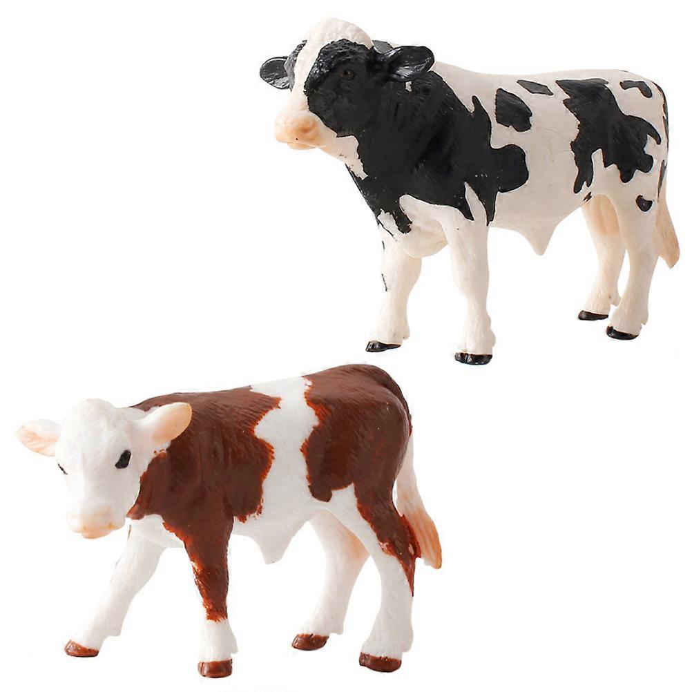 Realistic Design 1 Set 2Pcs Solid Cow Toys Simulation Dairy Cow Children's Play Garden Decor