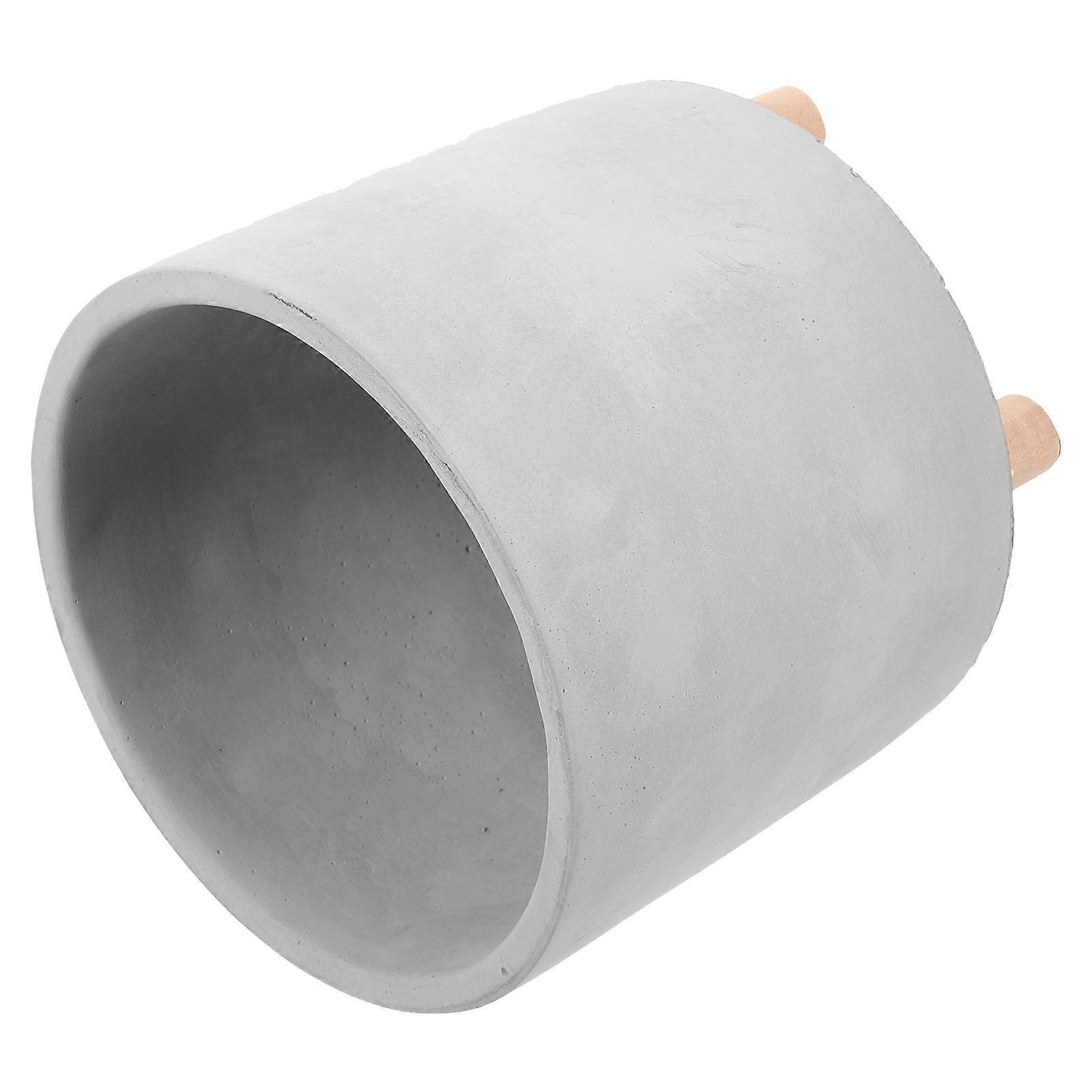Simple Cement Flower Pot for Decoration Light Grey Small Size Plant Container Save Space