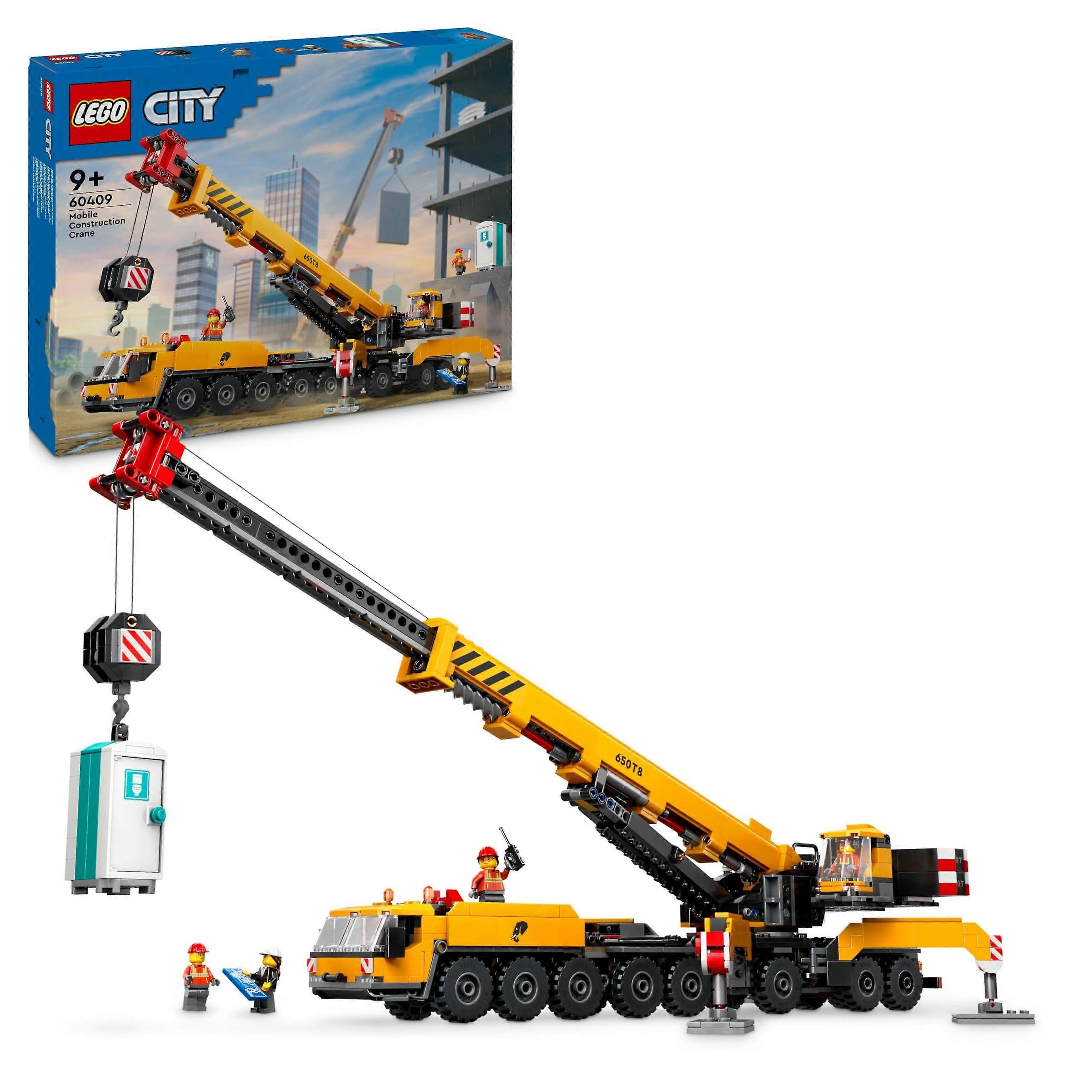 60409 City Mobile Construction Crane Toy with Extendable Boom, 4 Mini Figures for Role Play, Ideal for Creative Kids
