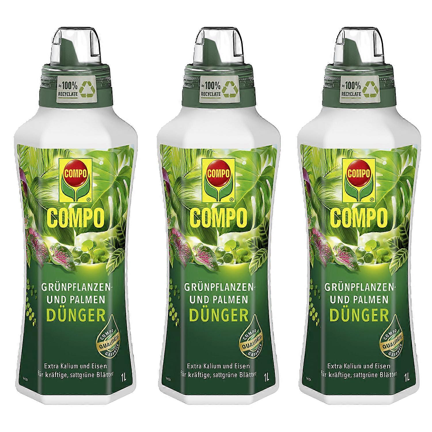 3 x COMPO green plant and palm fertilizer, 1 liter