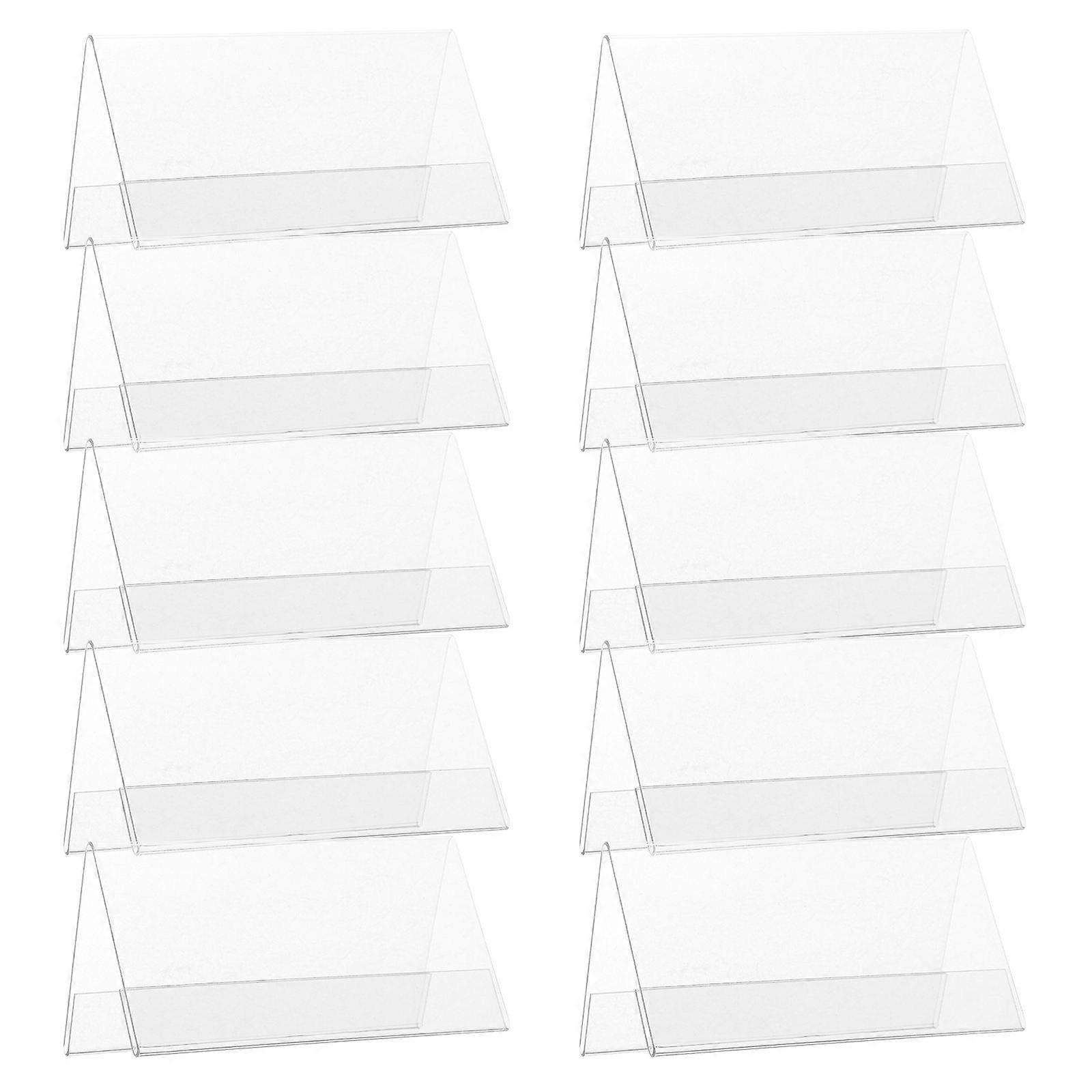 Clear V Shaped Desk Name Plate Holders 10pcs Double Sided Transparent Table Tent Cards for Meetings, Conferences, and Events PET Material for Easy
