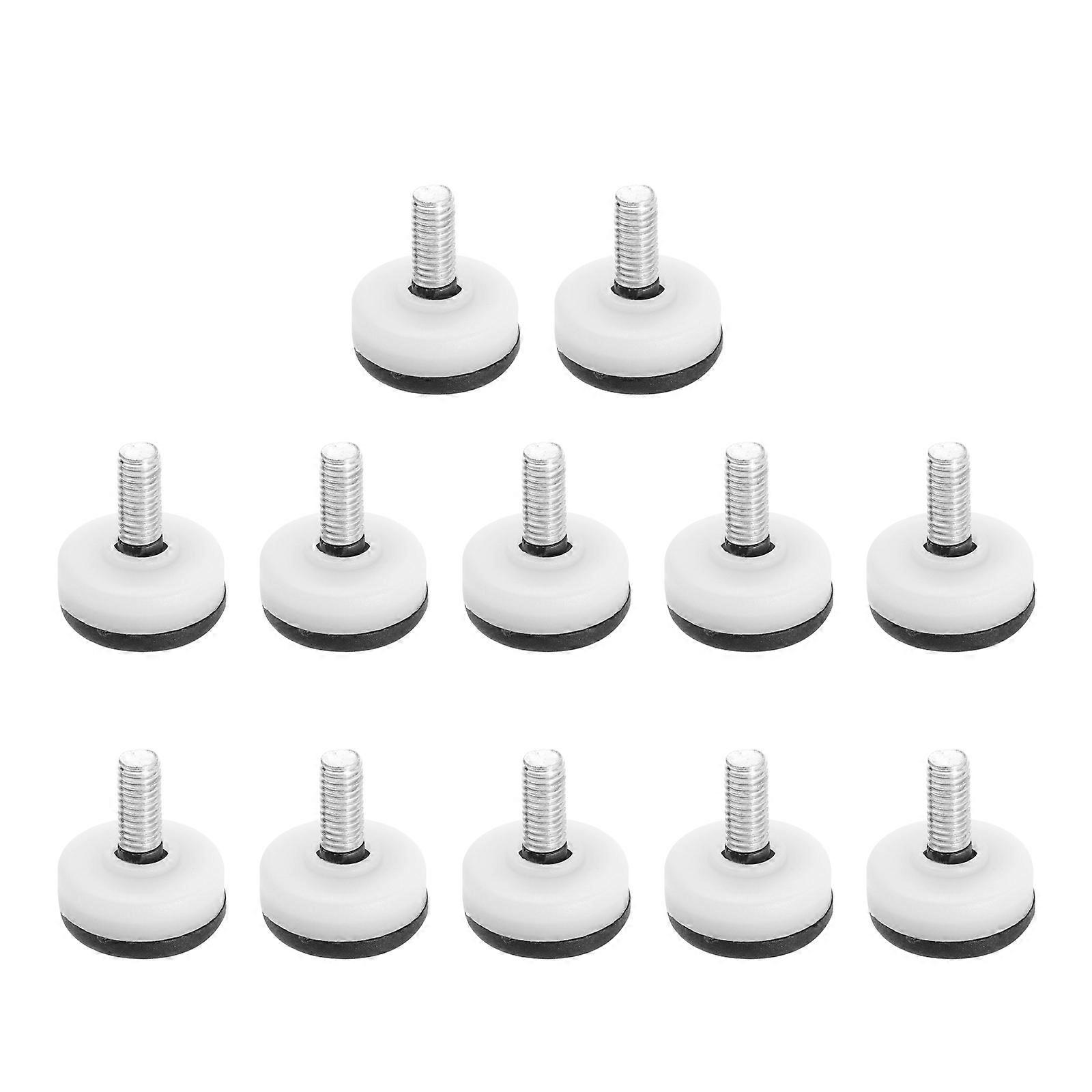 White Adjustable Furniture Levelers for Home Use Sturdy Plastic and Iron Construction Fits Tables Chairs 20 Pieces