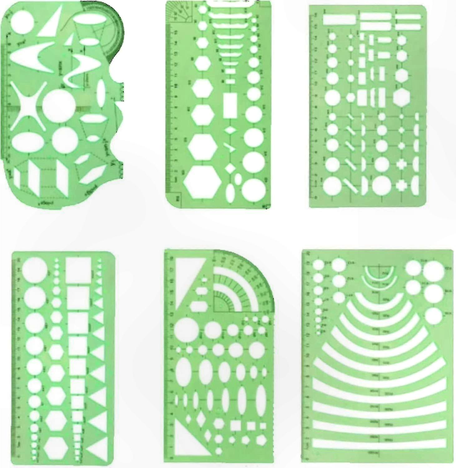 6 Pieces Geometric Drafting Templates Green Geometric Templates Ruler Geometric Shape Plastic Templates With Circles Circle And Oval Template For Offi