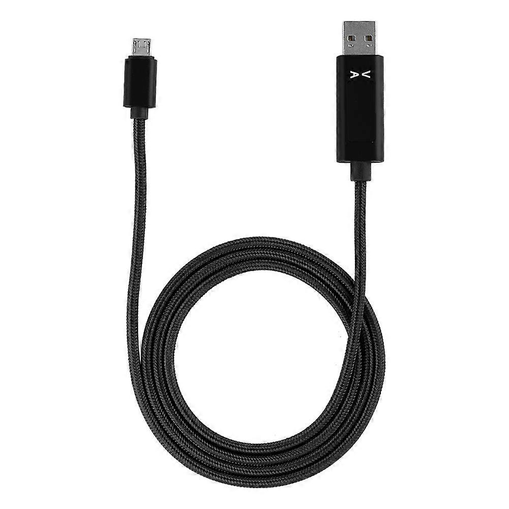 1.2M Fast Charging Cable Durable Nylon Braided Micro Cable Current Voltage Display Black
